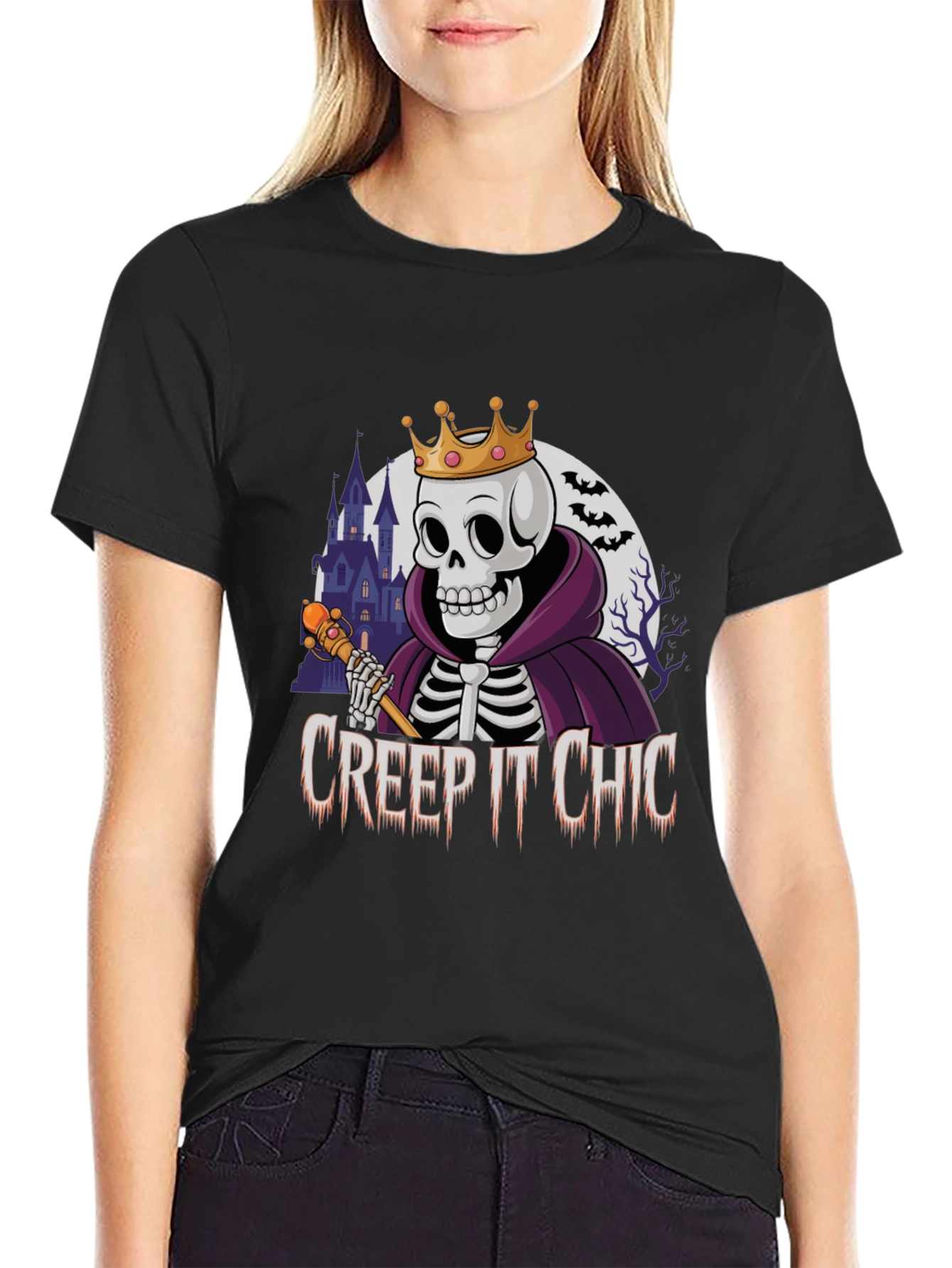Creep It Chic Skeleton King Halloween T-Shirt