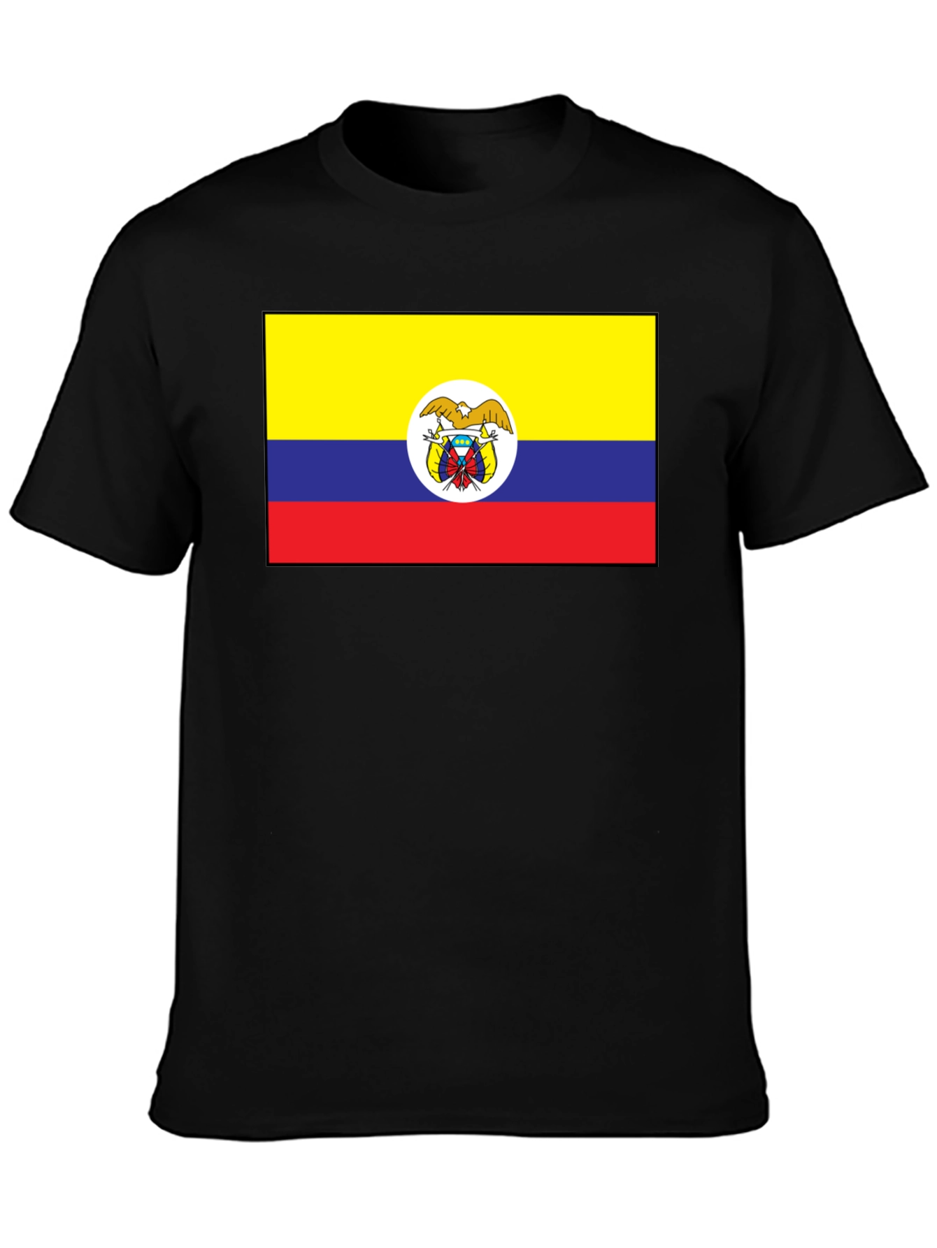 Colombia Flag T-Shirt - Black Crew Neck Tee