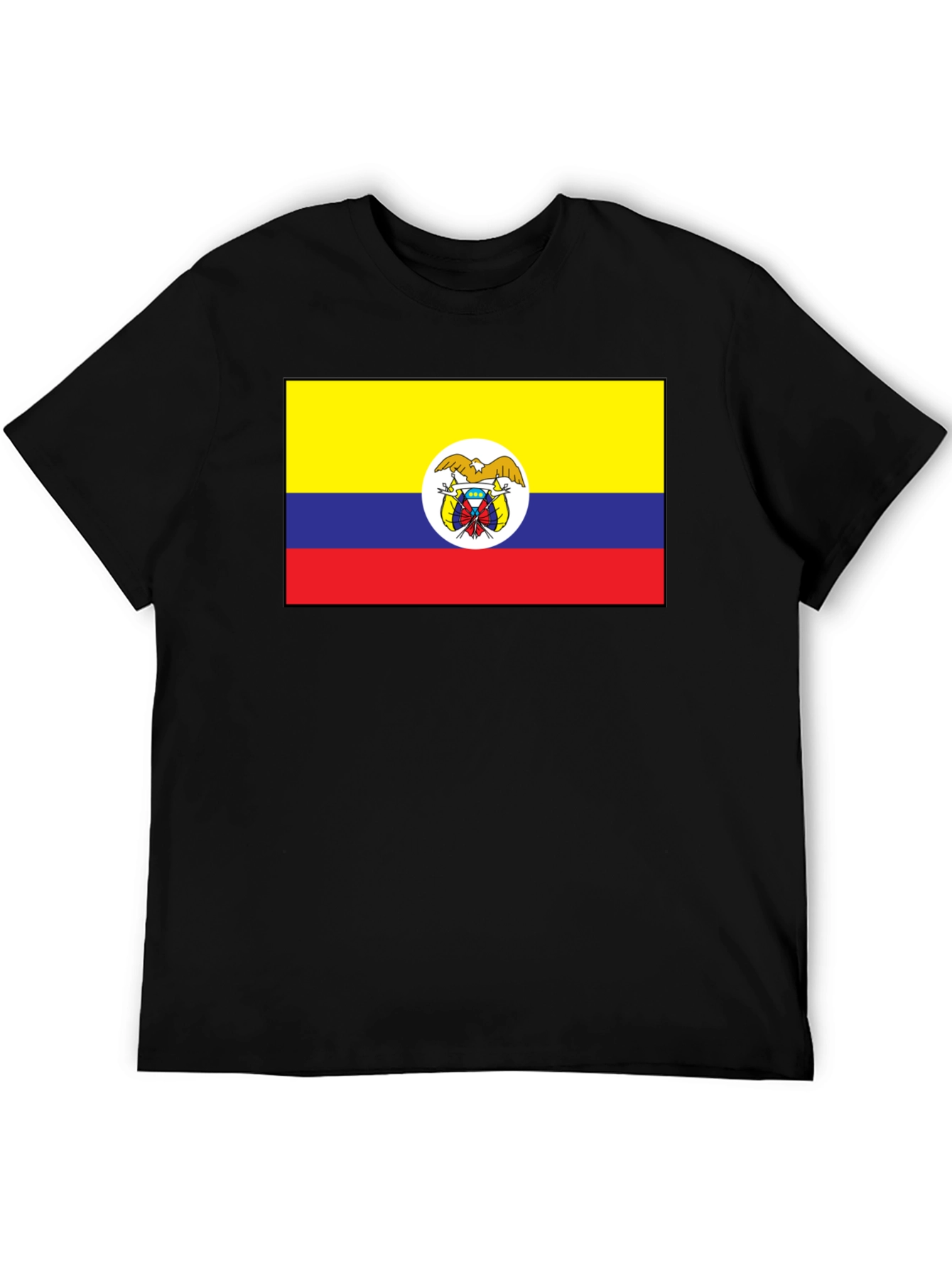 Colombia Flag T-Shirt - Black Crew Neck Tee