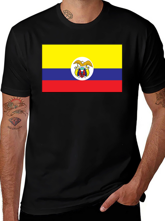 Colombia Flag T-Shirt - Black Crew Neck Tee