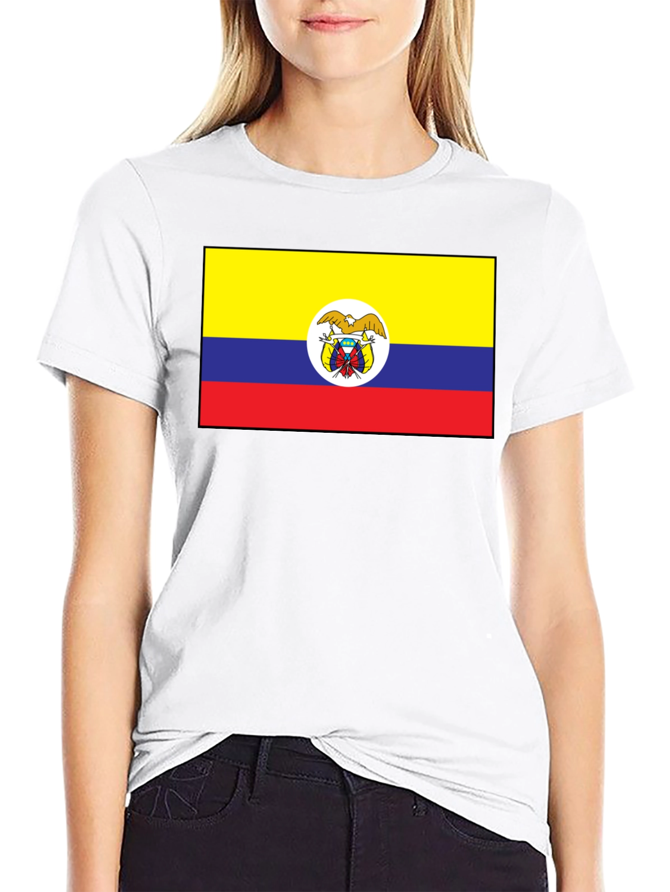 Colombia Flag T-Shirt - Black Crew Neck Tee