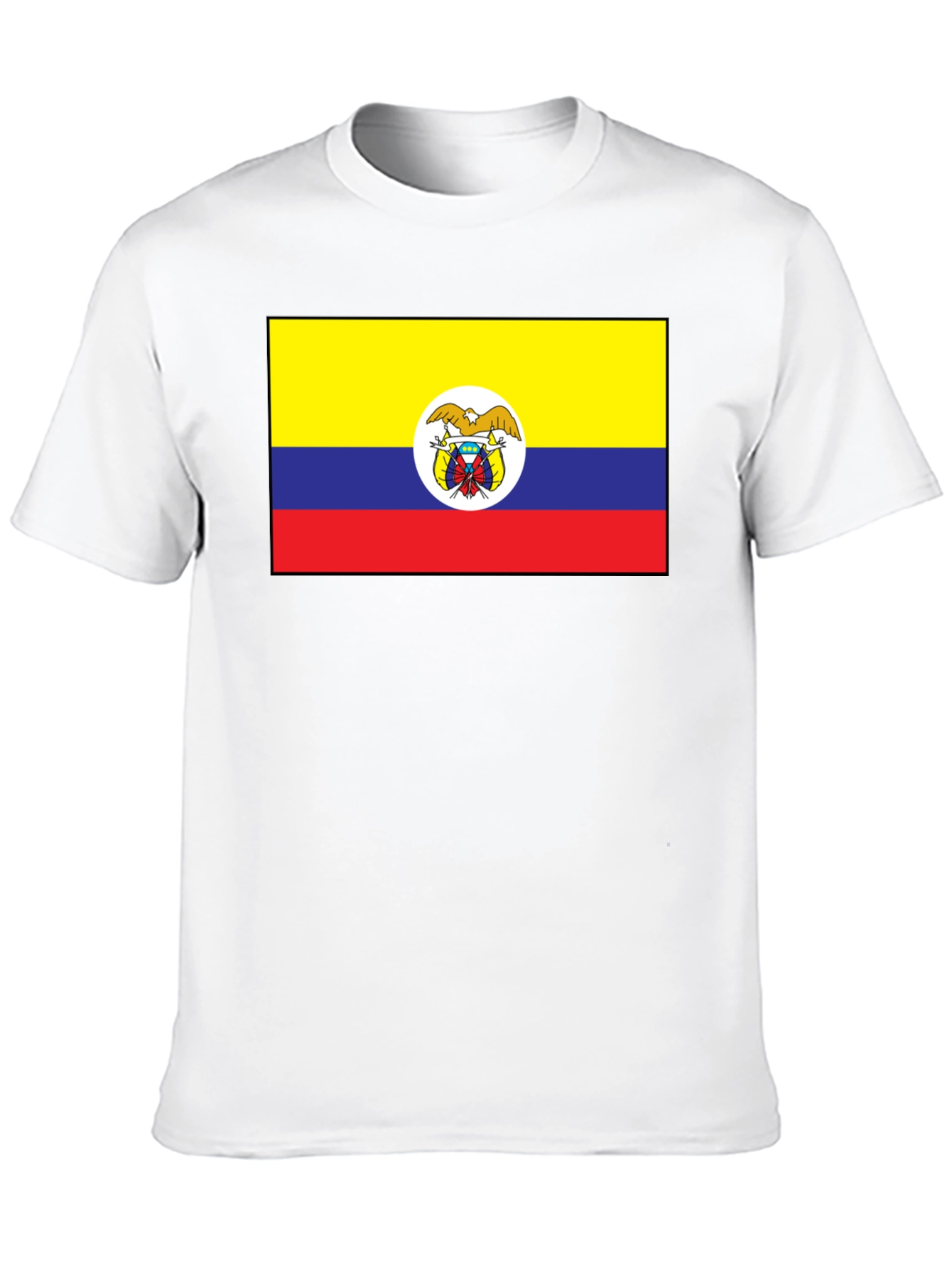 Colombia Flag T-Shirt - Black Crew Neck Tee