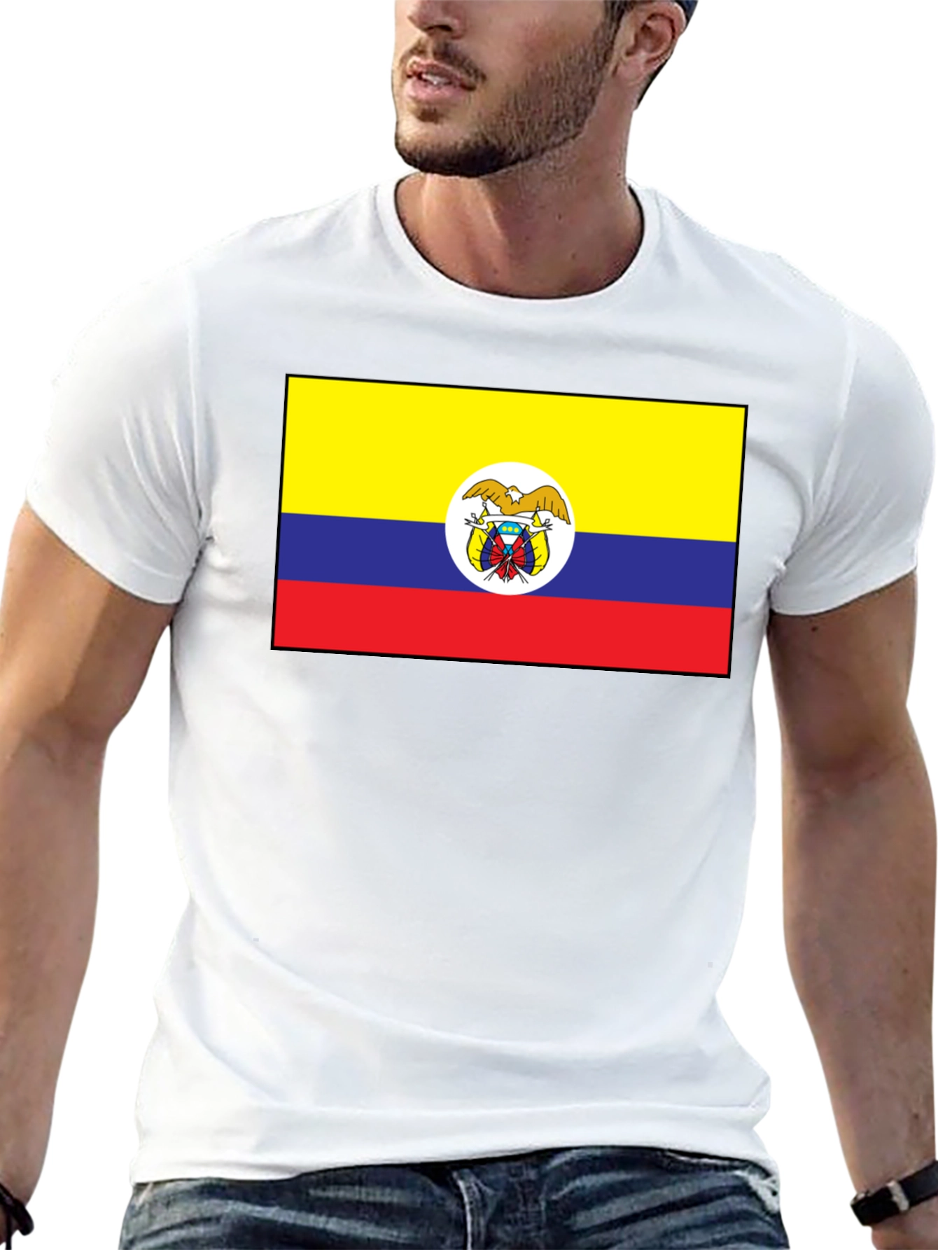 Colombia Flag T-Shirt - Black Crew Neck Tee