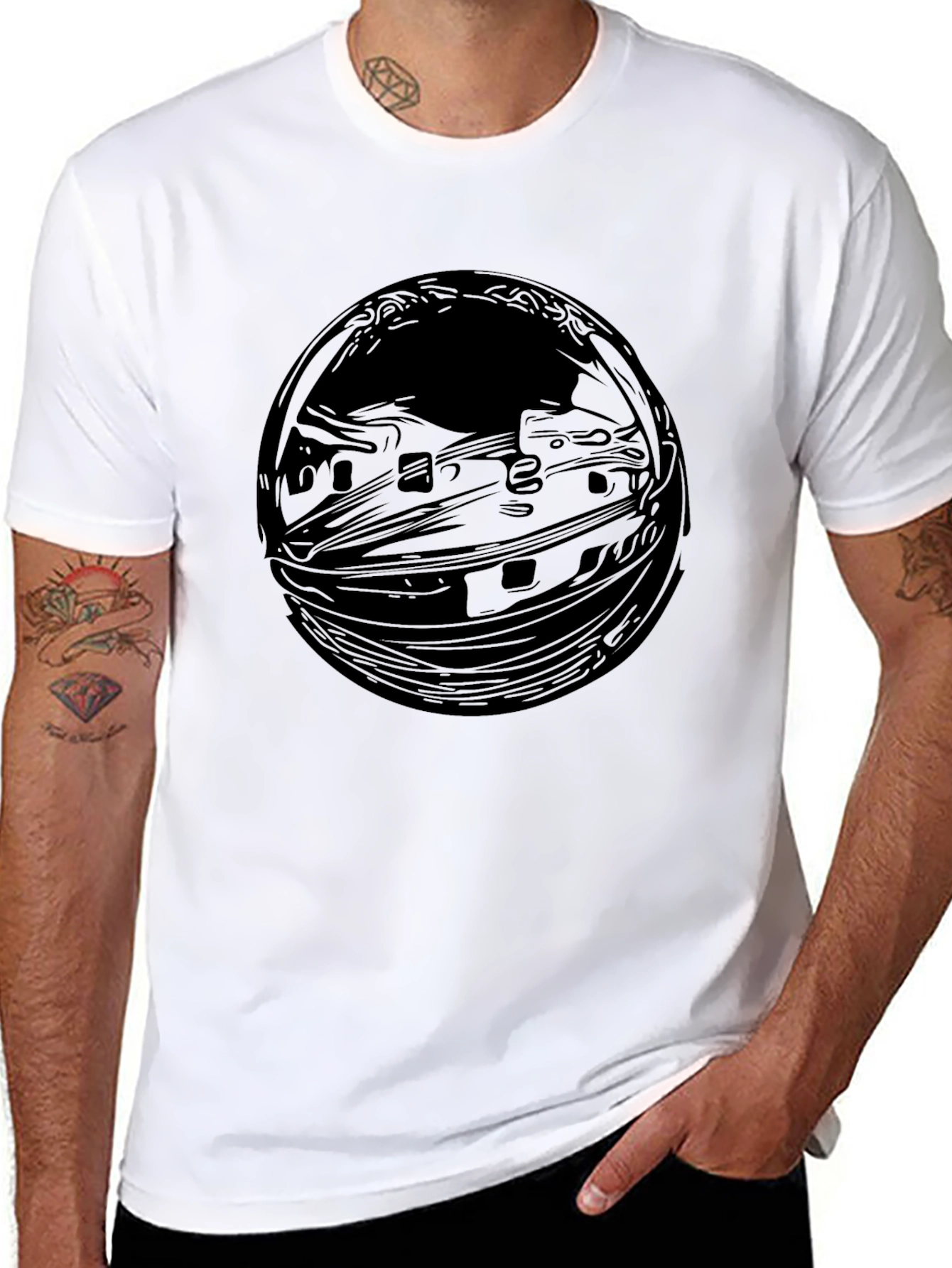 Abstract Black Graphic Tee - Mens Casual Comfort