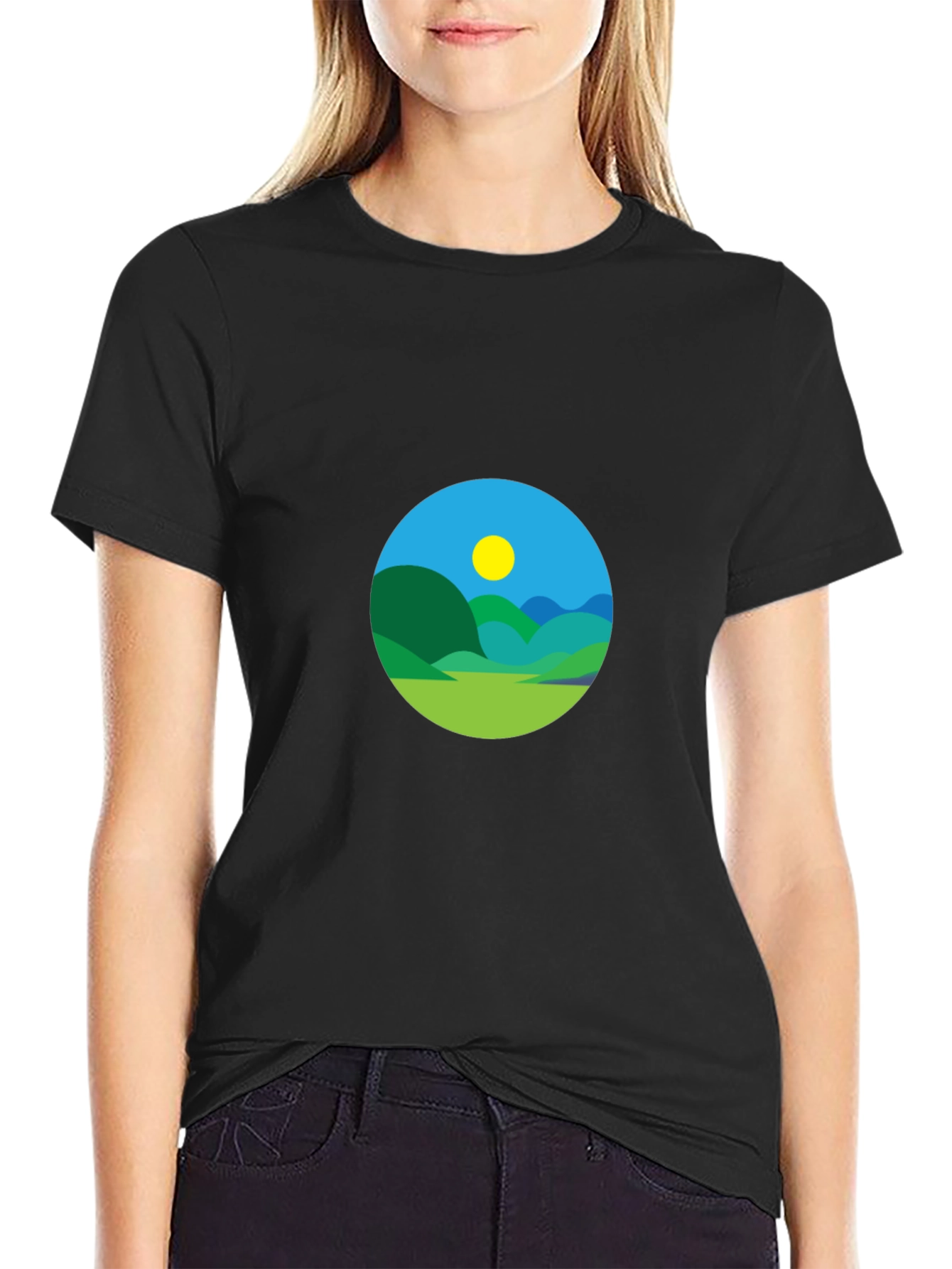 Scenic Landscape Graphic Tee - Black