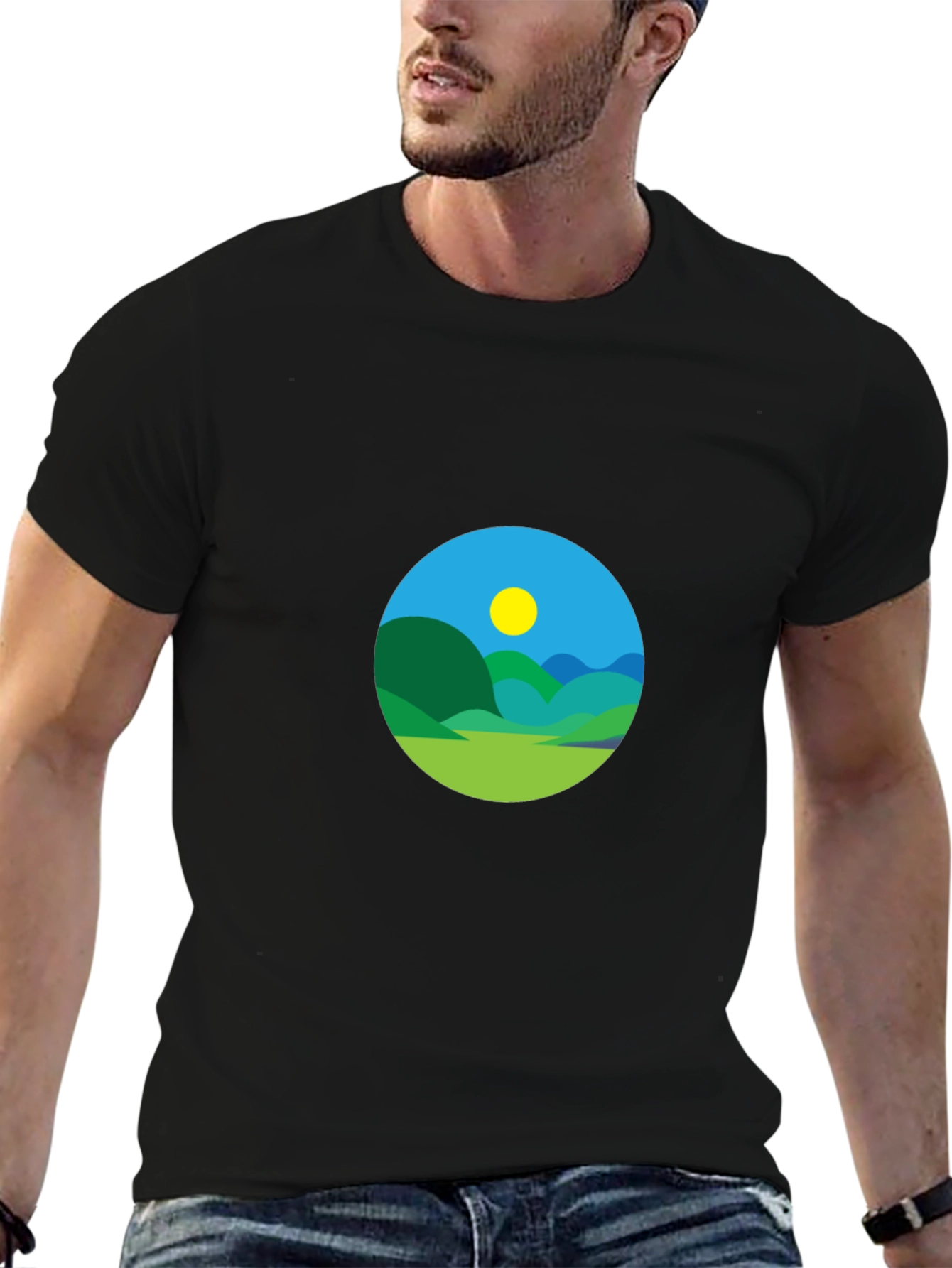 Scenic Landscape Graphic Tee - Black