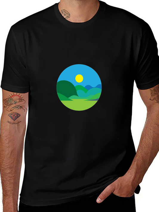 Scenic Landscape Graphic Tee - Black