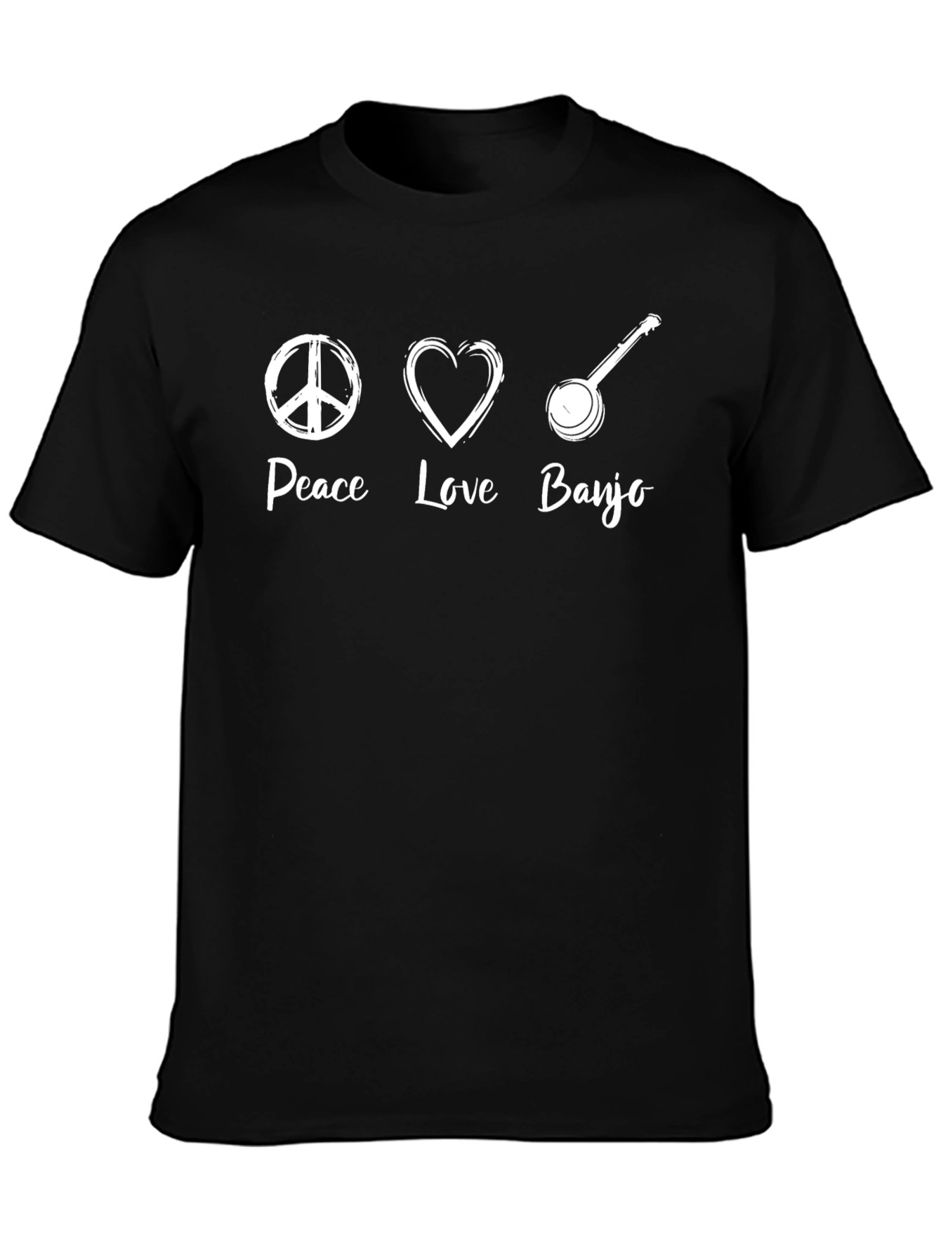 Peace Love Banjo Black T-Shirt