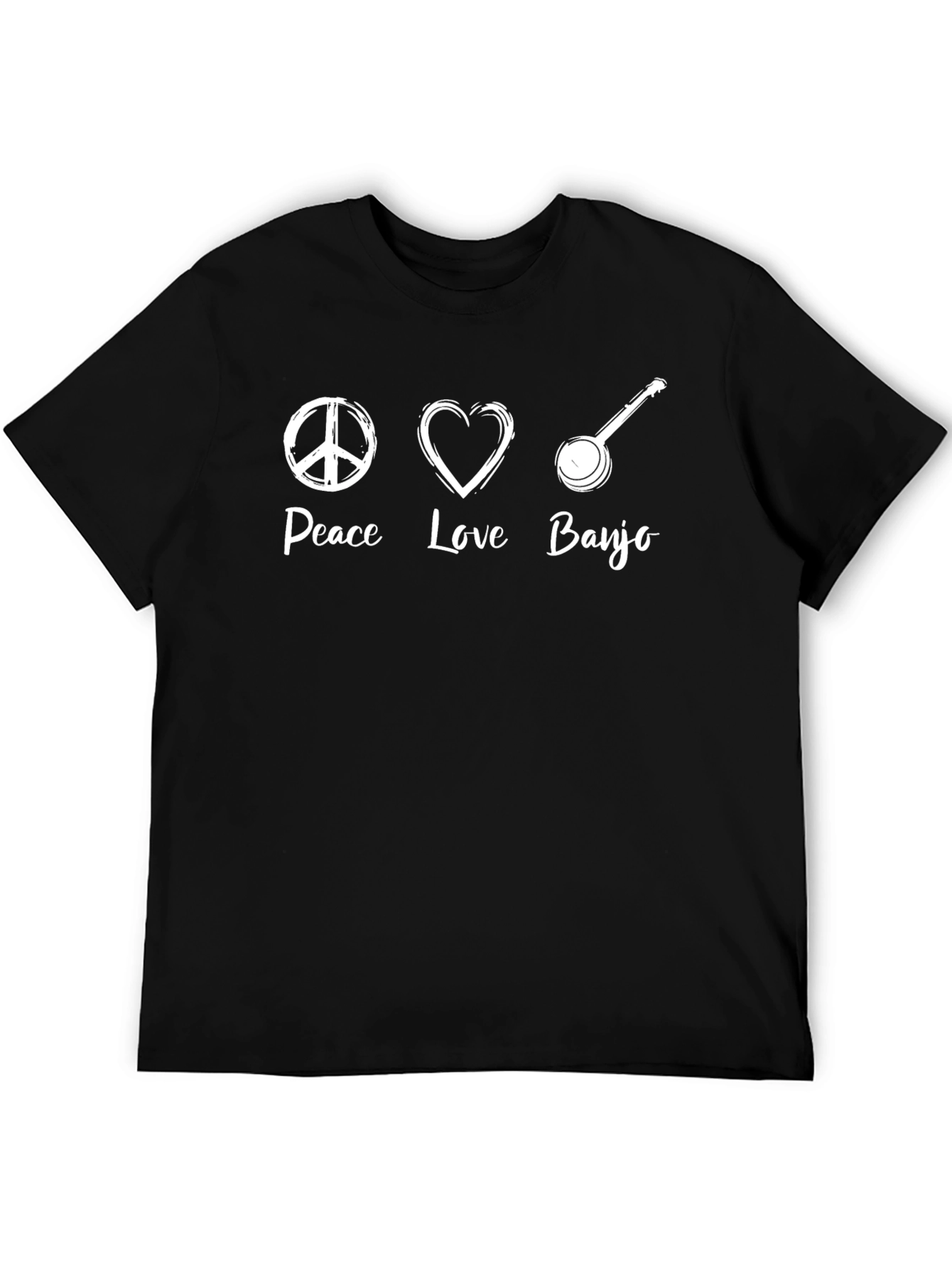 Peace Love Banjo Black T-Shirt