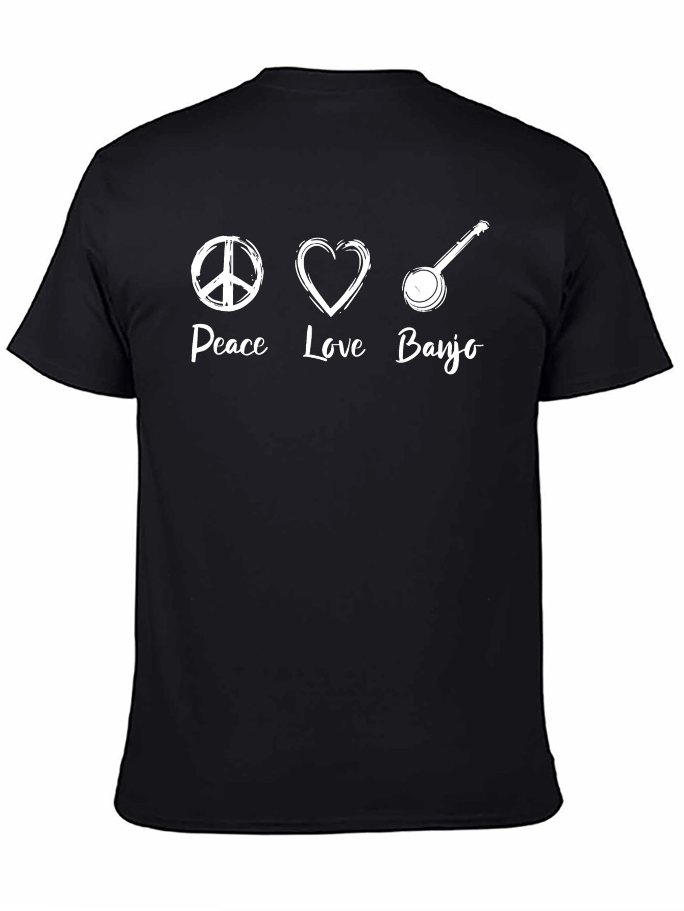 Peace Love Banjo Black T-Shirt
