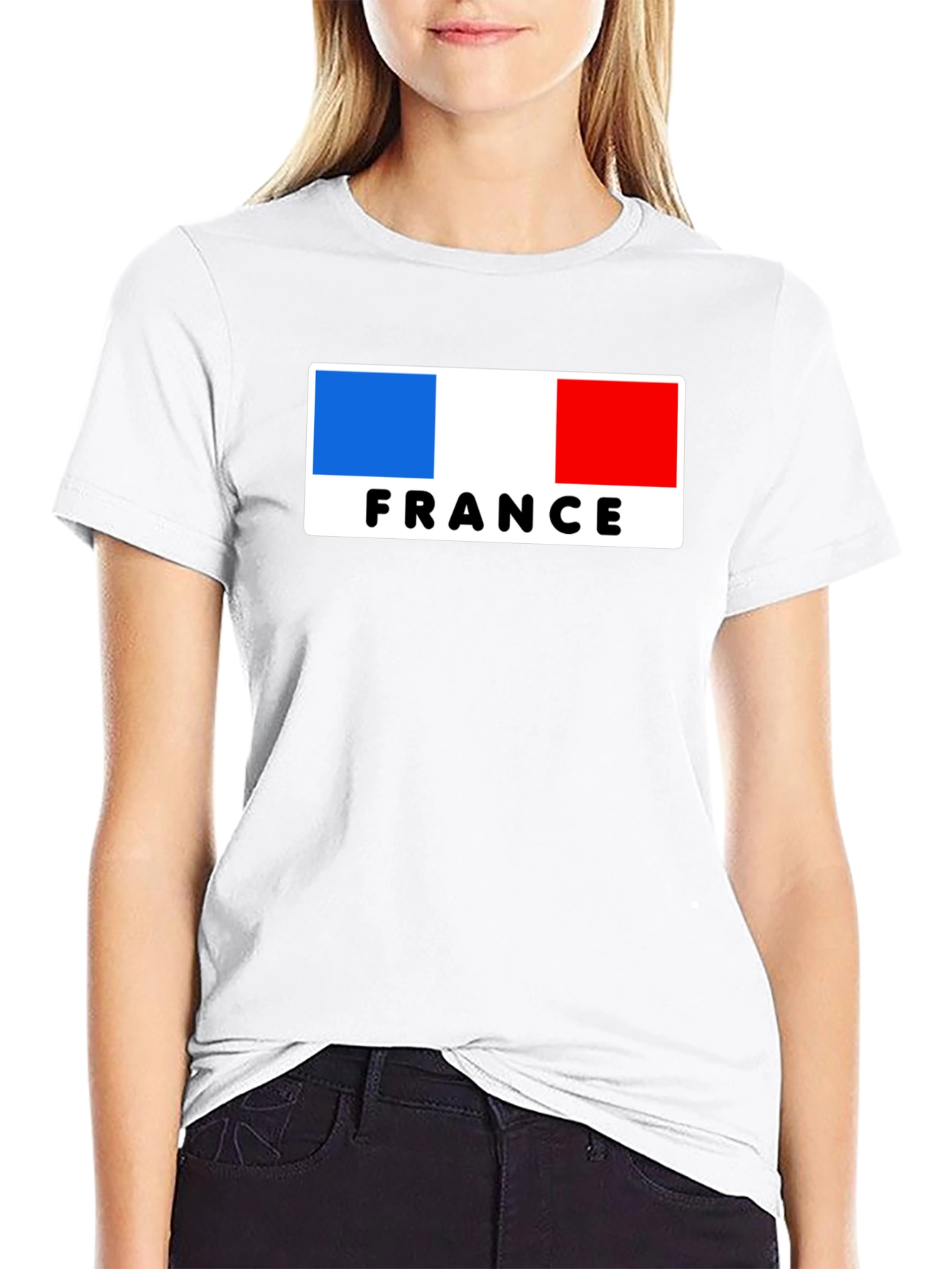 France Flag Graphic Tee - Black Cotton T-Shirt