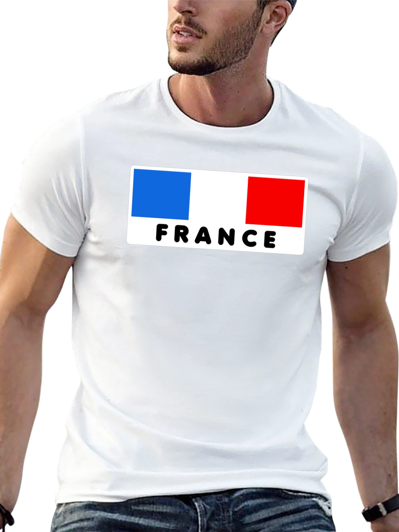 France Flag Graphic Tee - Black Cotton T-Shirt