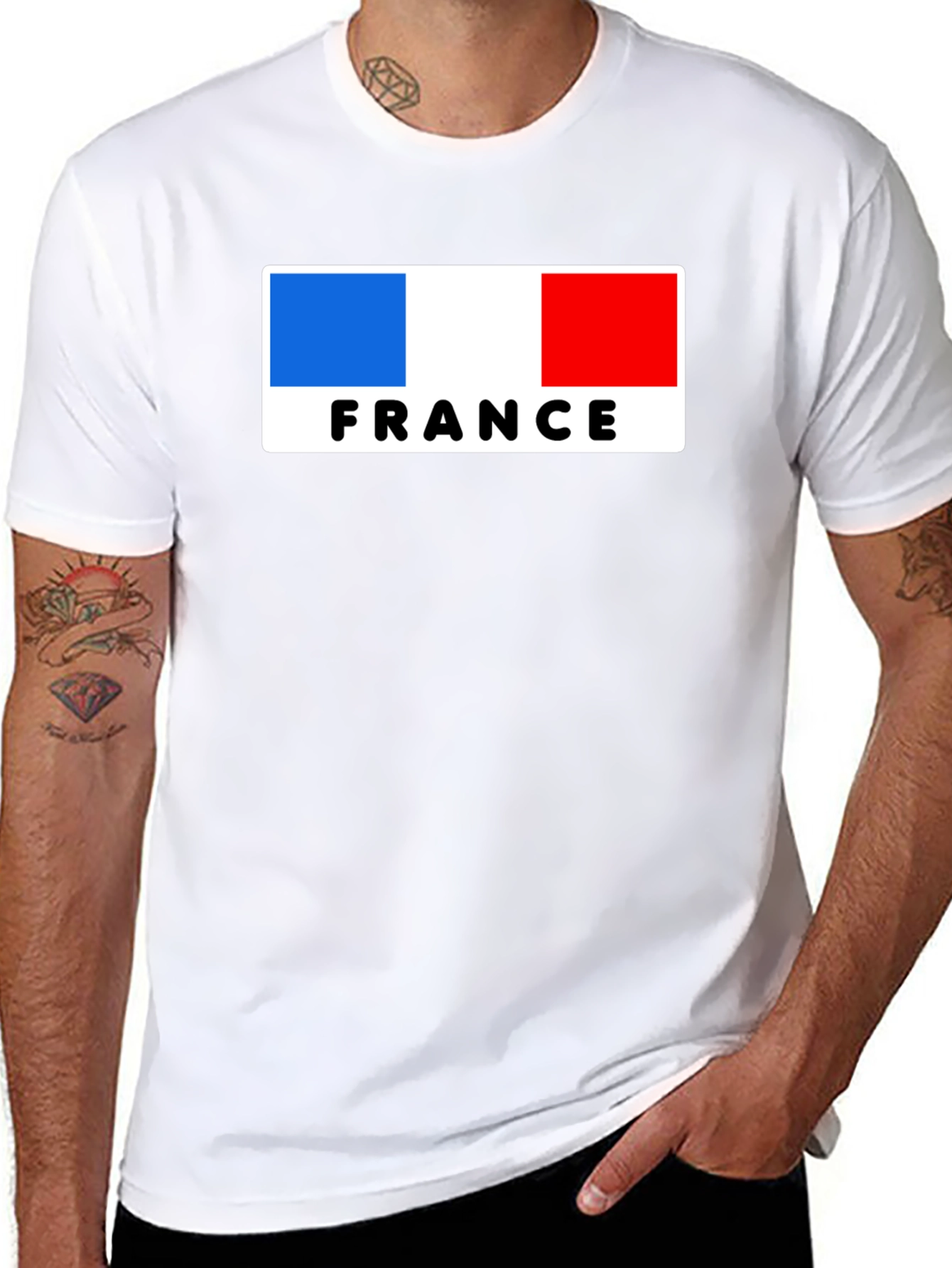 France Flag Graphic Tee - Black Cotton T-Shirt