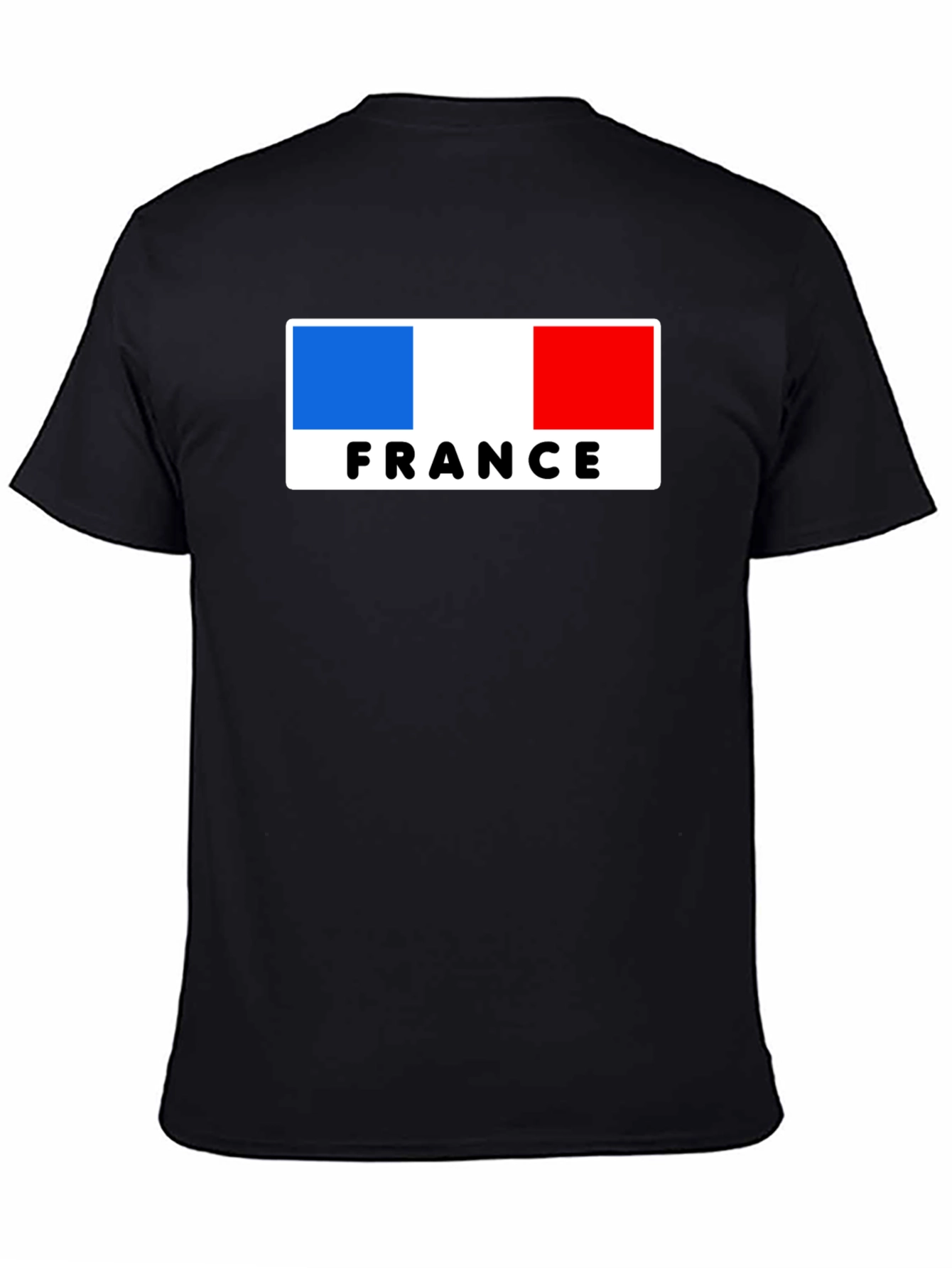 France Flag Graphic Tee - Black Cotton T-Shirt