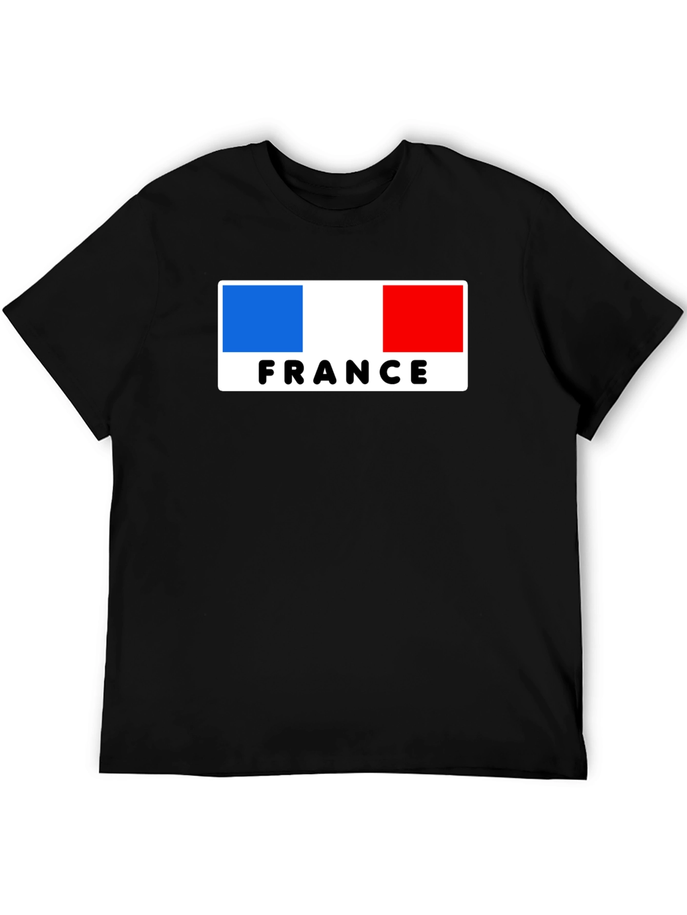 France Flag Graphic Tee - Black Cotton T-Shirt