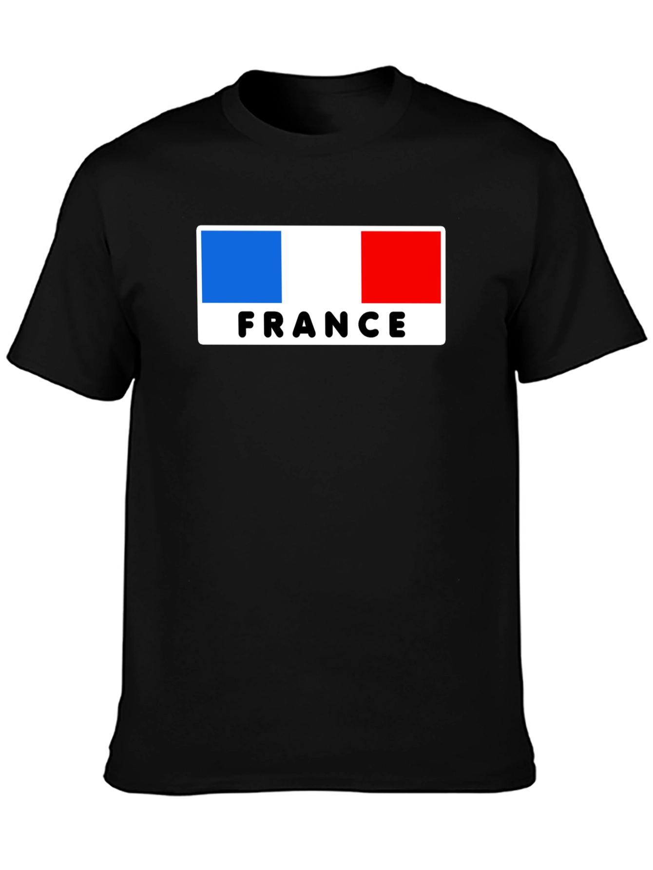 France Flag Graphic Tee - Black Cotton T-Shirt