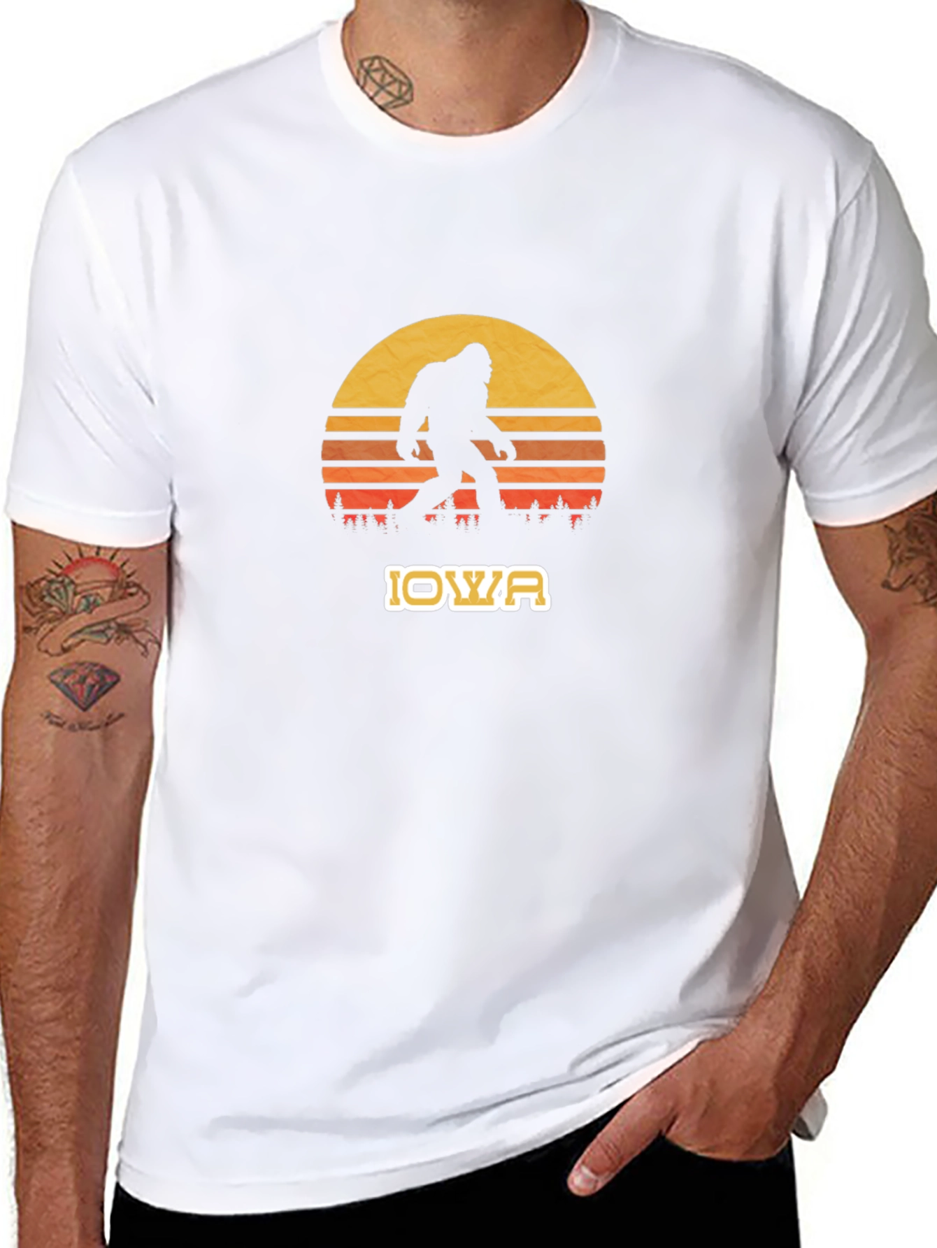 Iowa Bigfoot Sunset Graphic Tee - Black