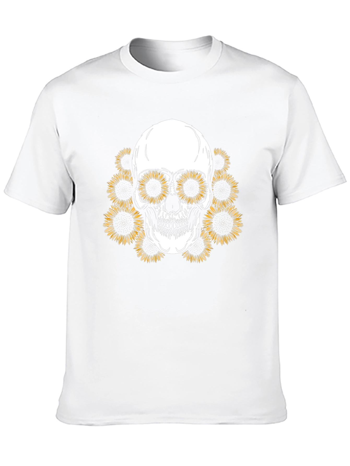 Sunflower Skull Graphic Tee - Mens Black T-Shirt