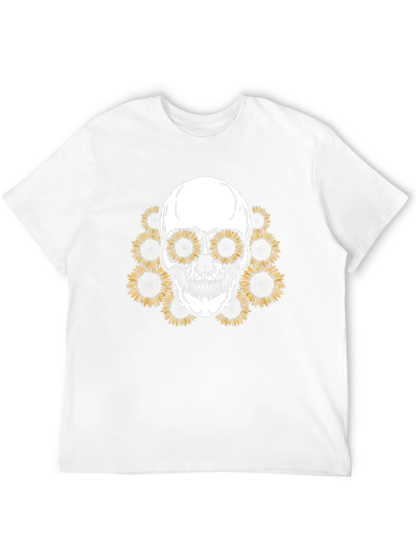 Sunflower Skull Graphic Tee - Mens Black T-Shirt