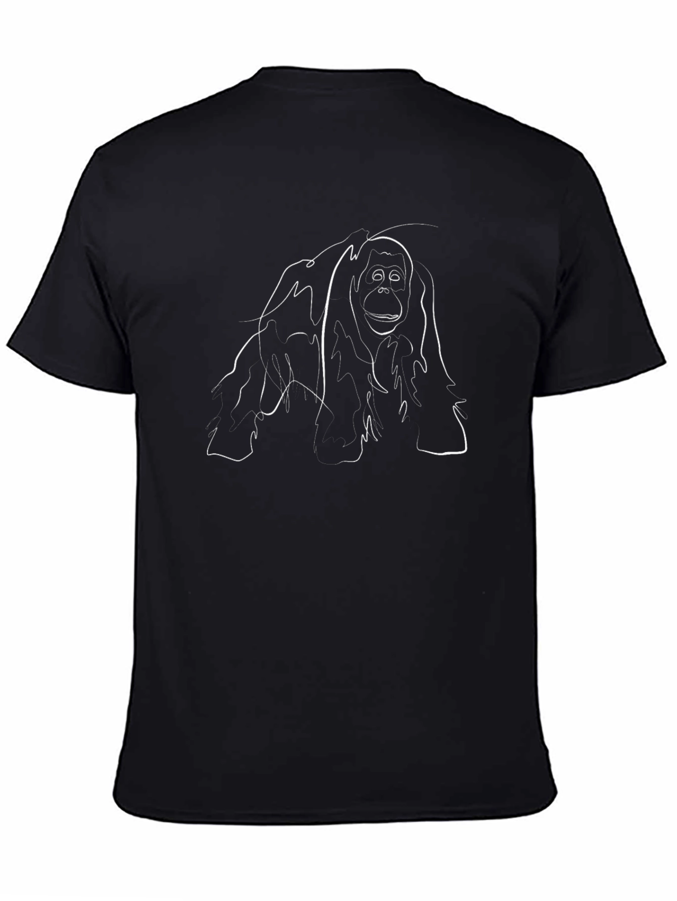 Orangutan Line Art Black T-Shirt