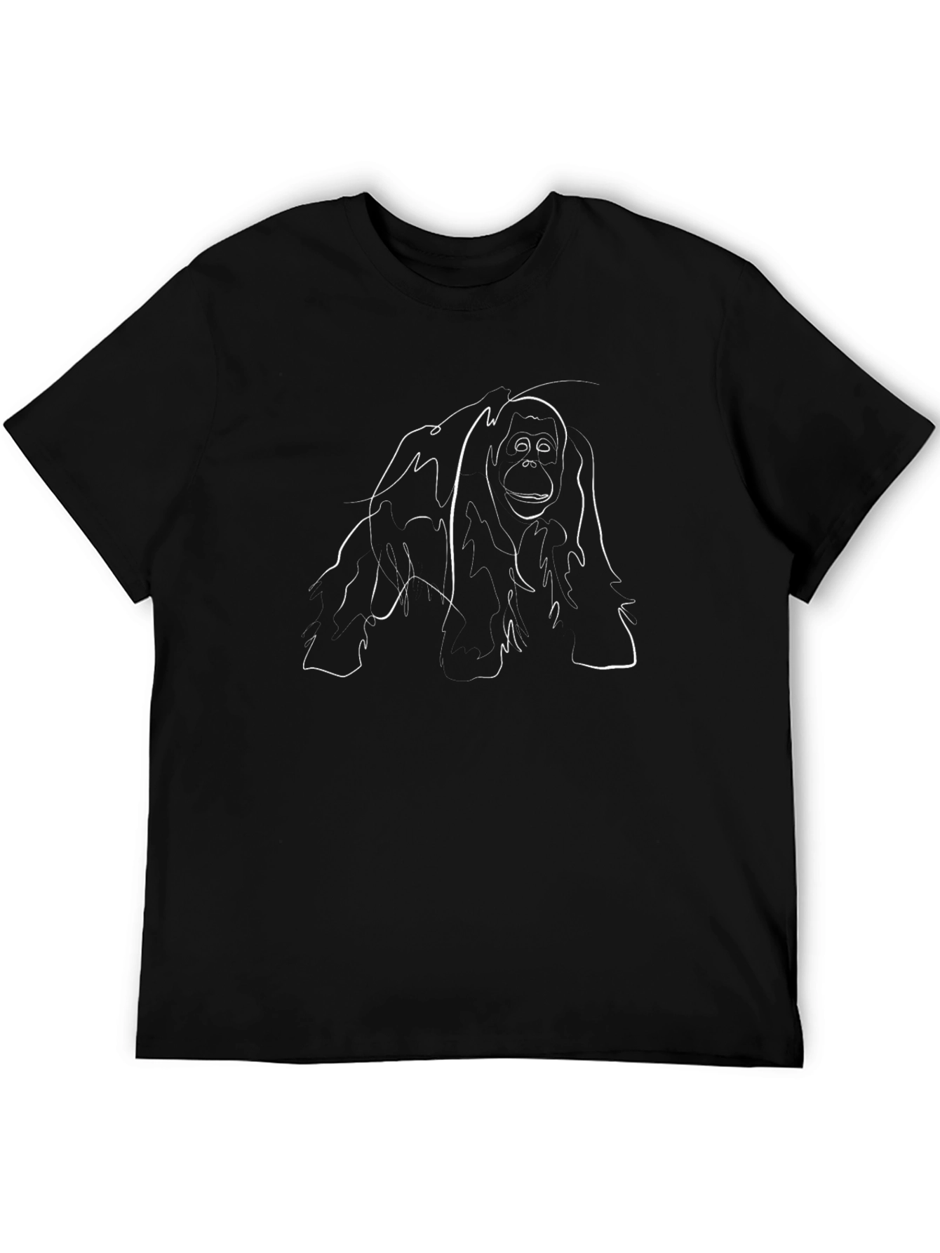 Orangutan Line Art Black T-Shirt