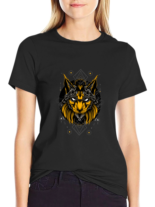 Black T-Shirt with Lynx Graphic