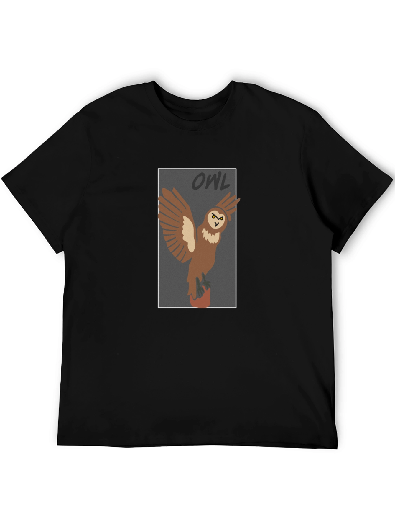 Owl Graphic Print Black T-Shirt