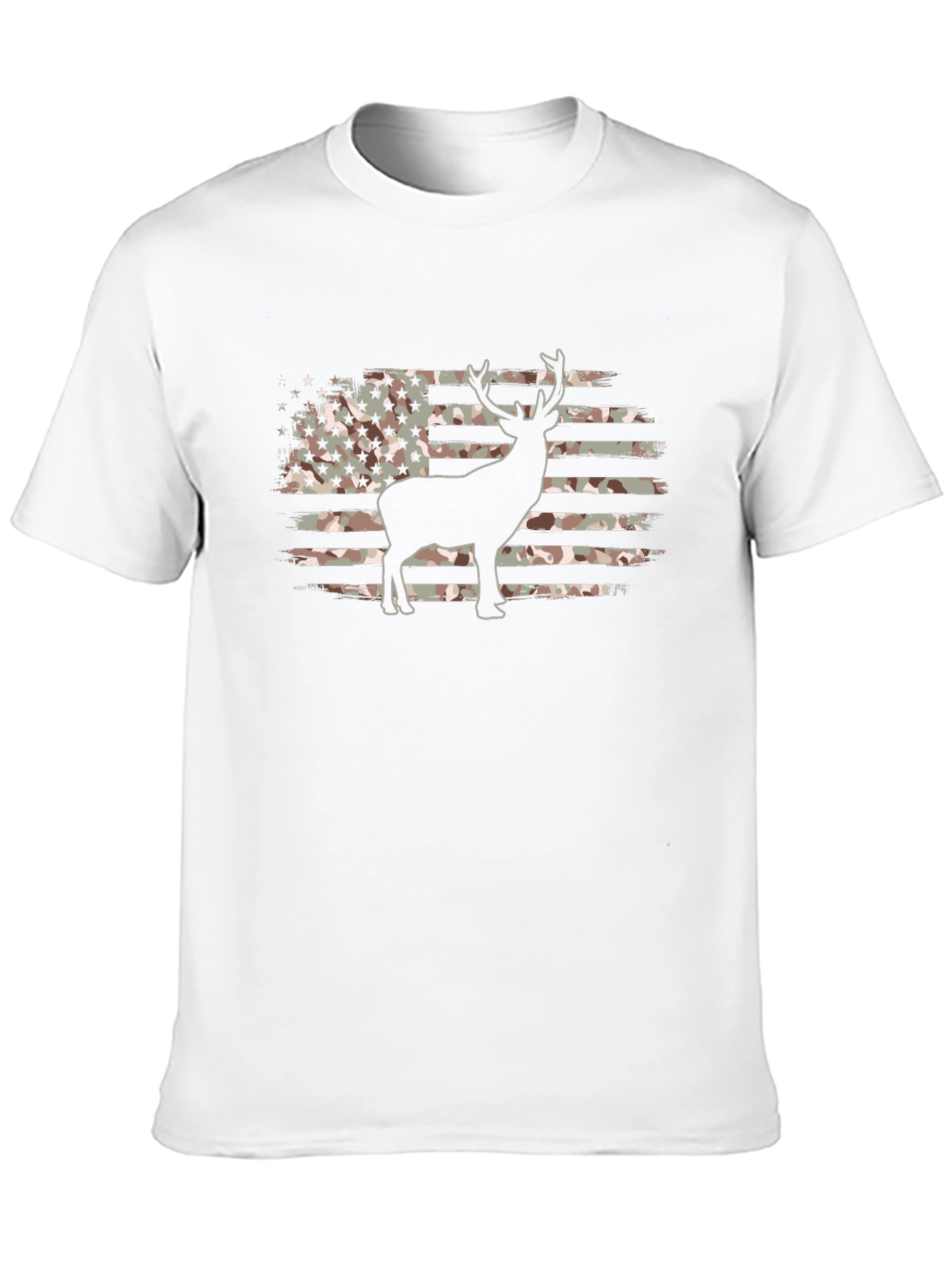 Camouflage American Flag Deer Graphic T-Shirt