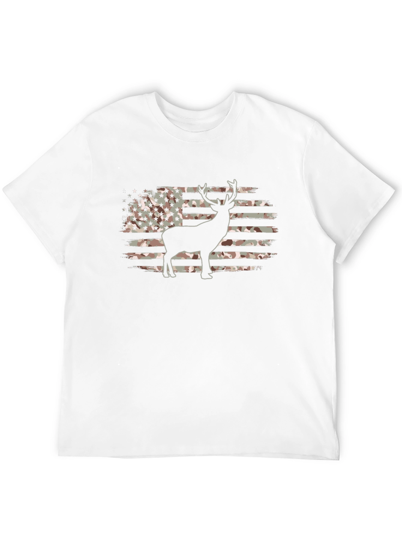 Camouflage American Flag Deer Graphic T-Shirt