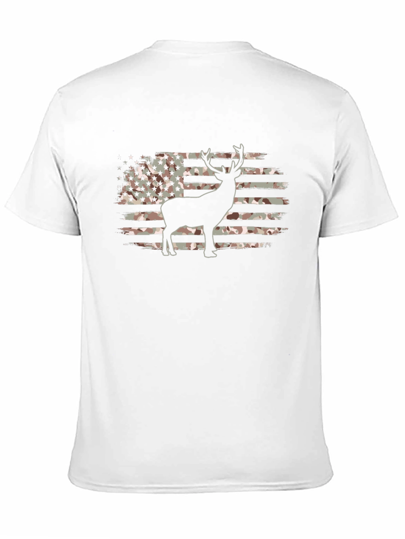 Camouflage American Flag Deer Graphic T-Shirt