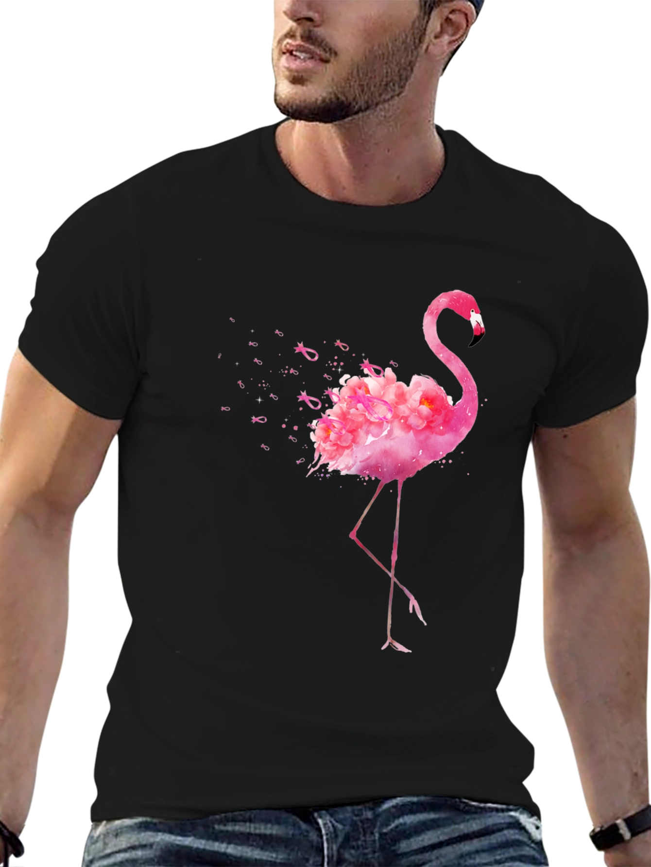 Pink Flamingo Breast Cancer Awareness Graphic Tee