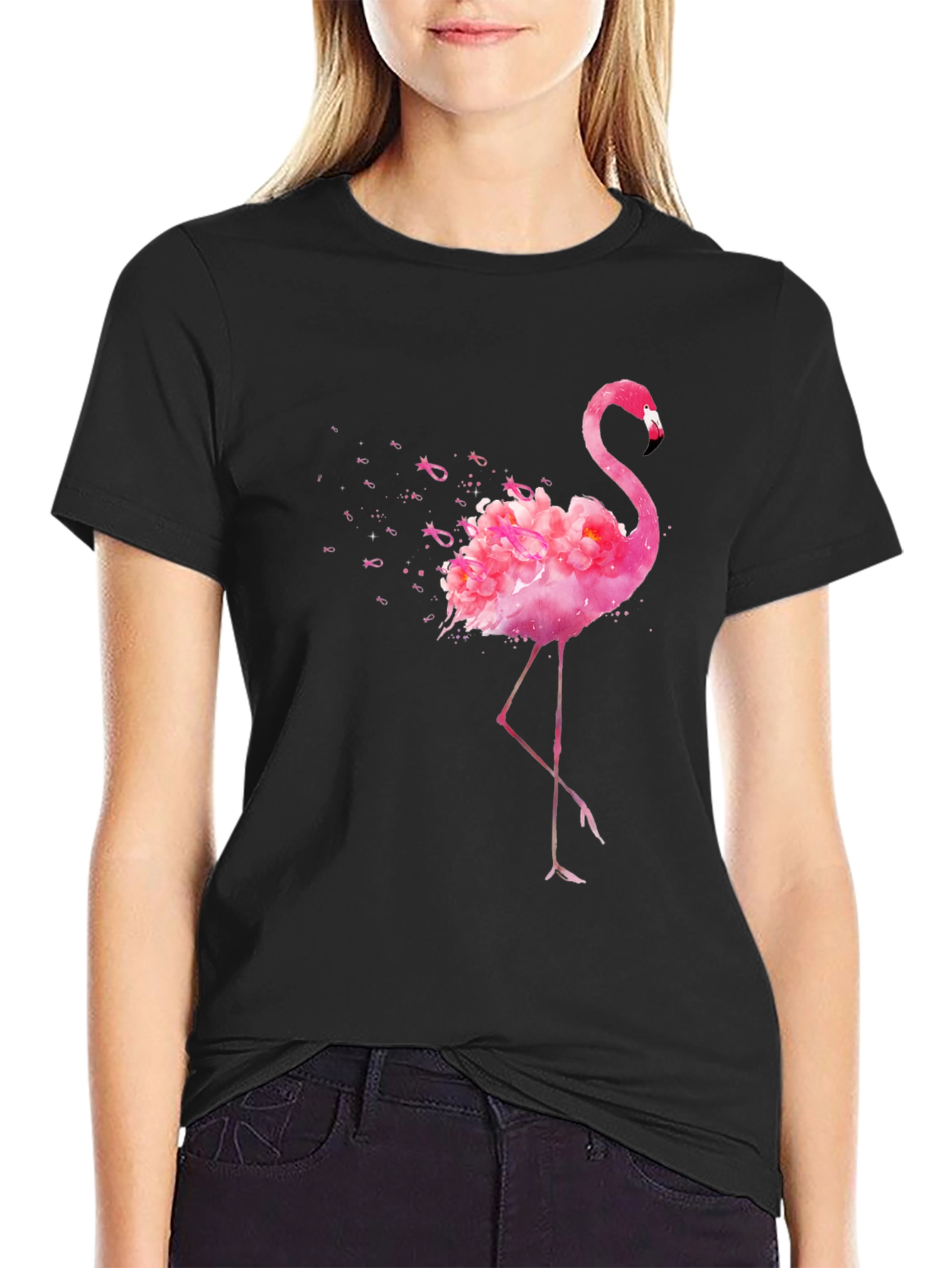 Pink Flamingo Breast Cancer Awareness Graphic Tee