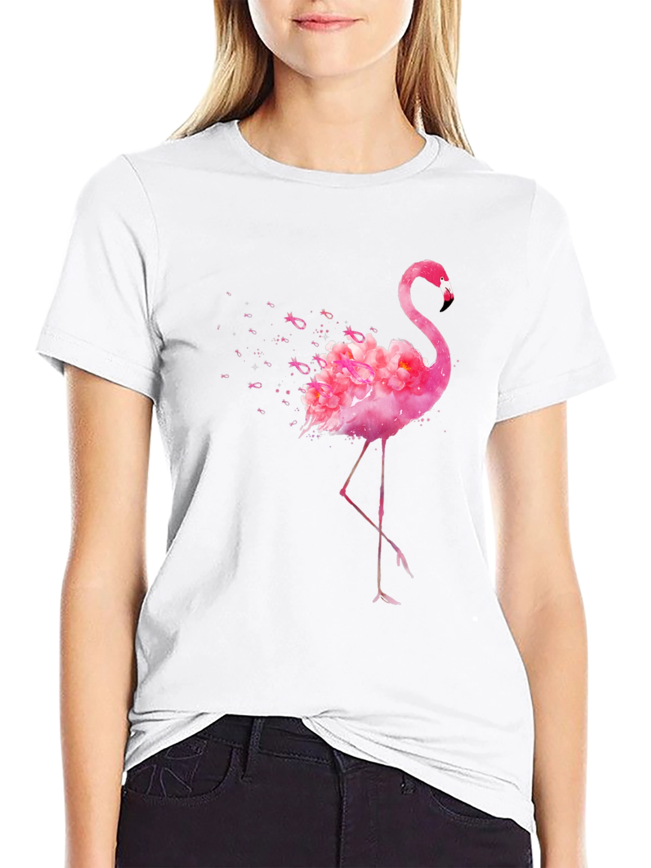 Pink Flamingo Breast Cancer Awareness Graphic Tee