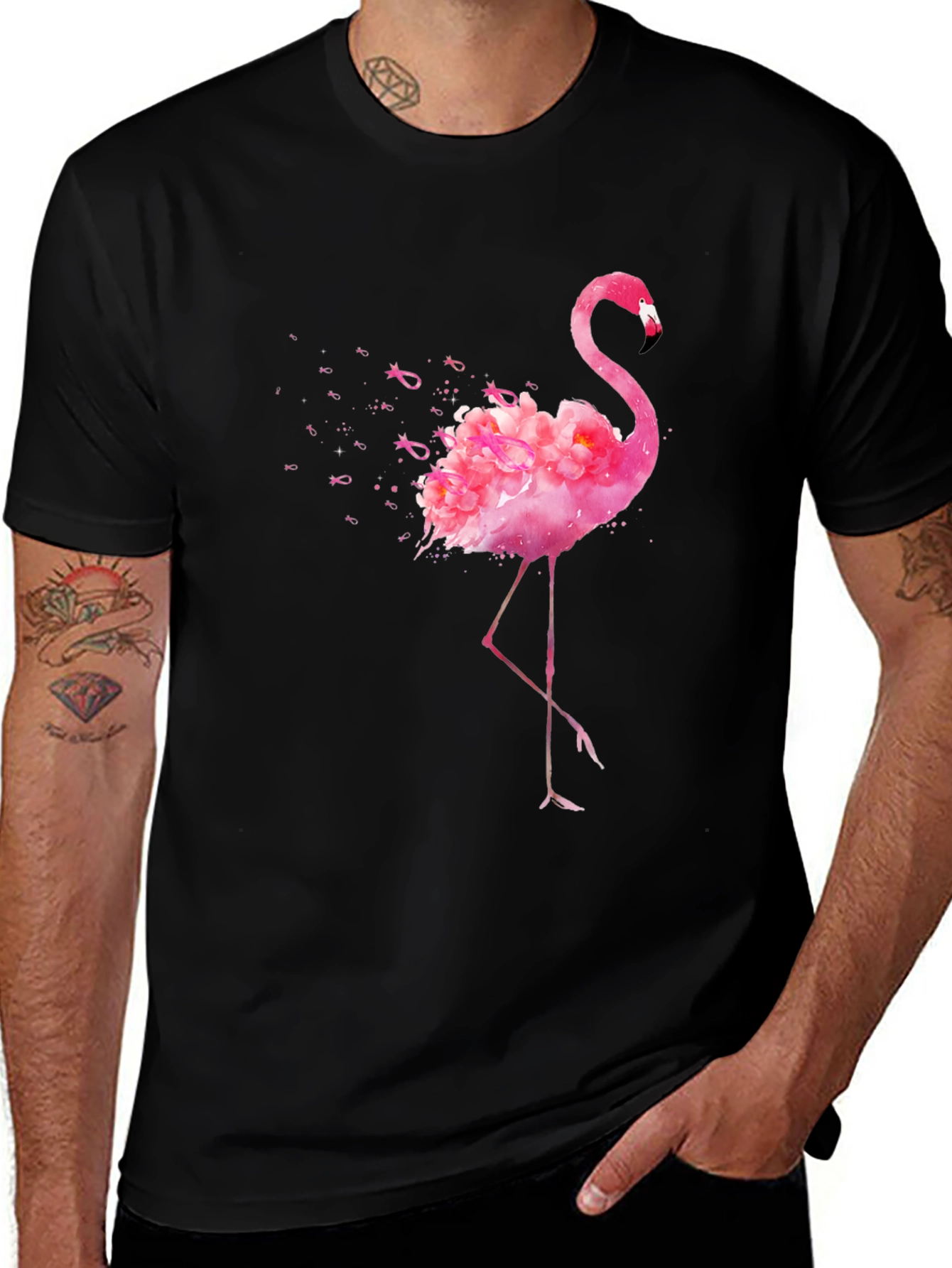 Pink Flamingo Breast Cancer Awareness Graphic Tee
