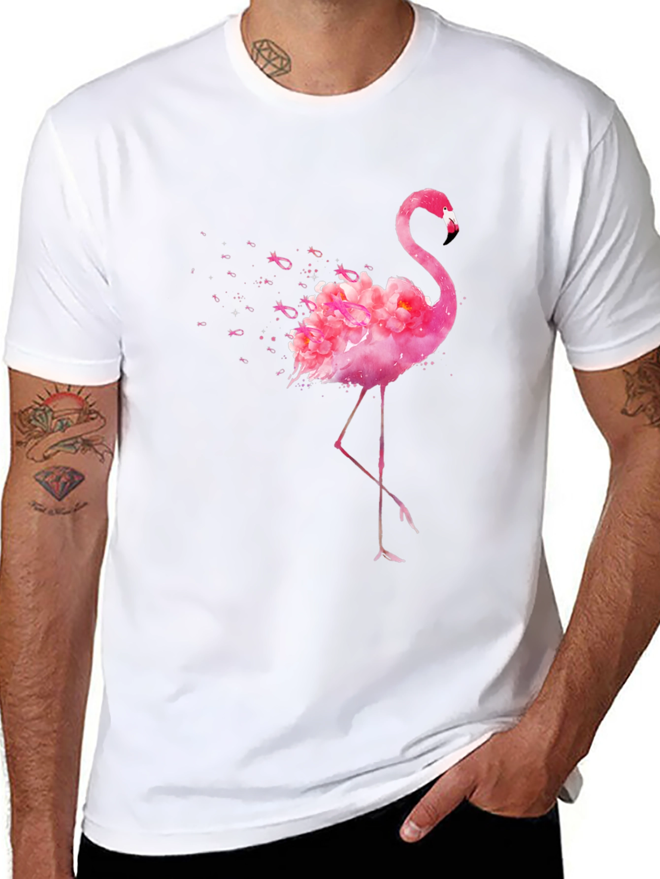 Pink Flamingo Breast Cancer Awareness Graphic Tee