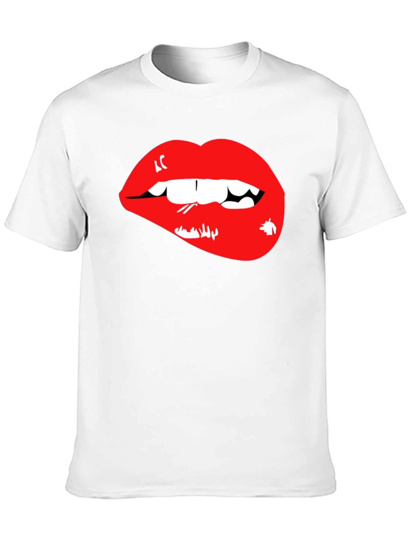 Red Lips Graphic Black T-Shirt