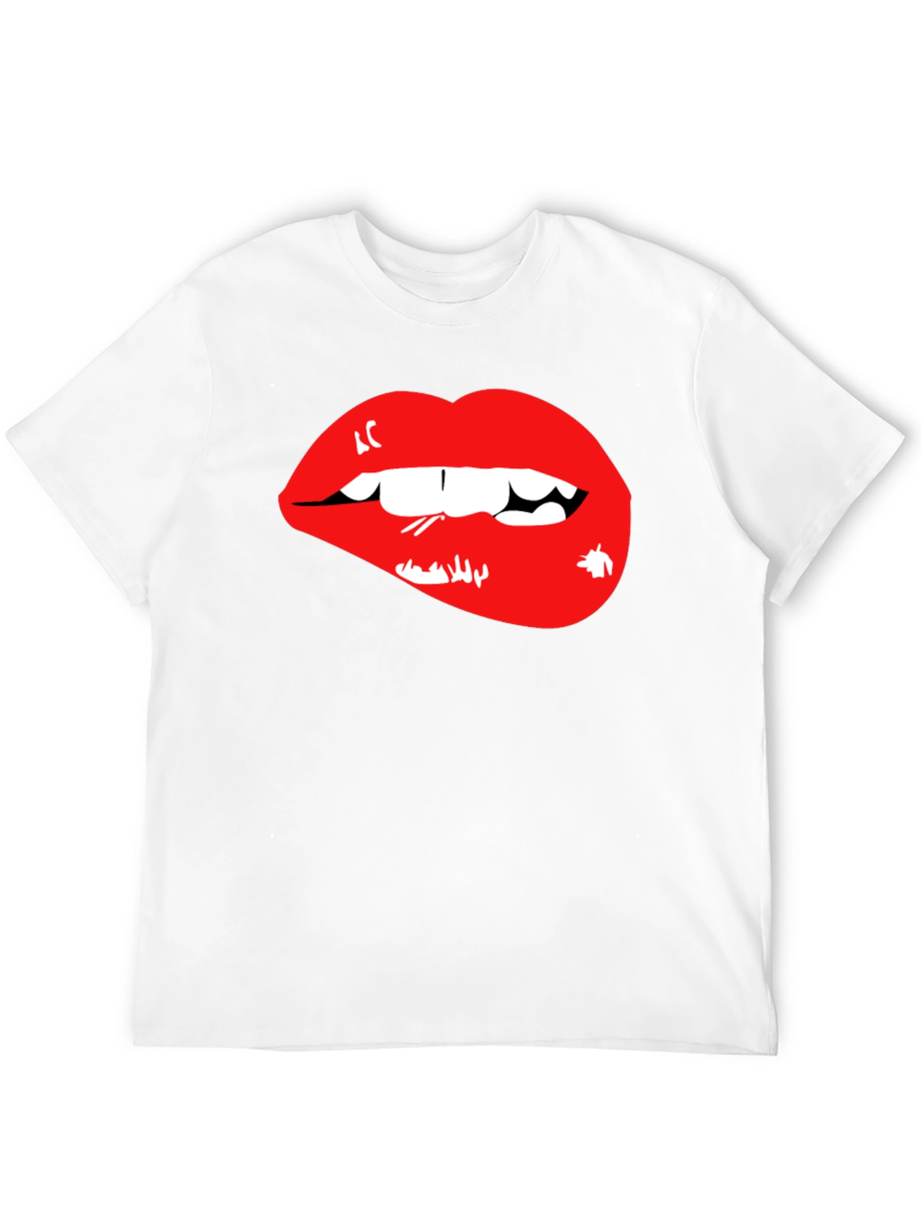 Red Lips Graphic Black T-Shirt
