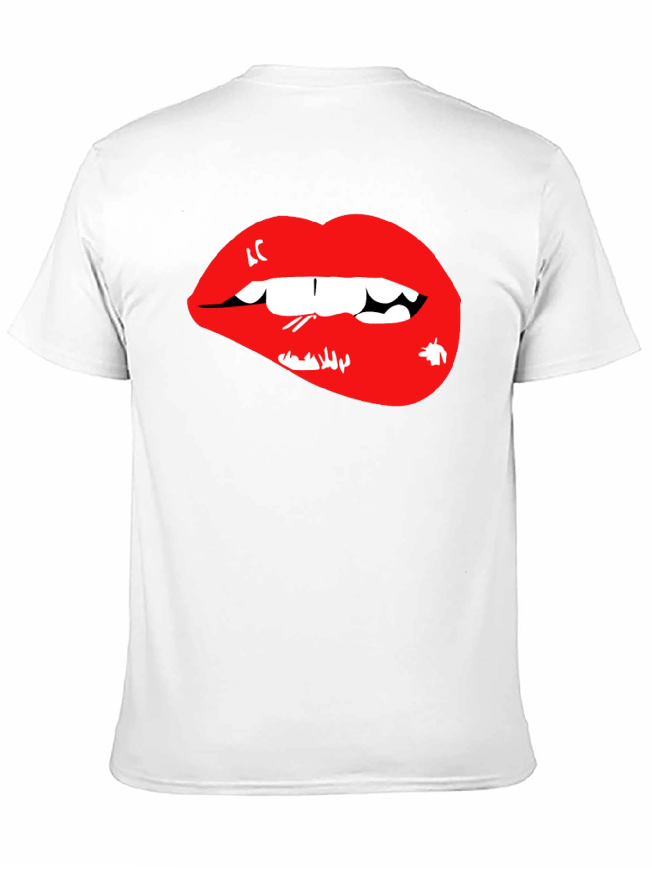 Red Lips Graphic Black T-Shirt