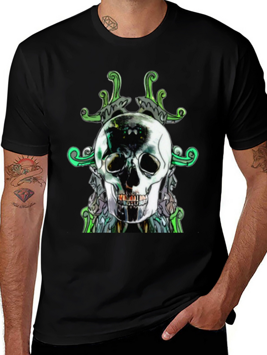 Skull Graphic Print Mens Black T-Shirt