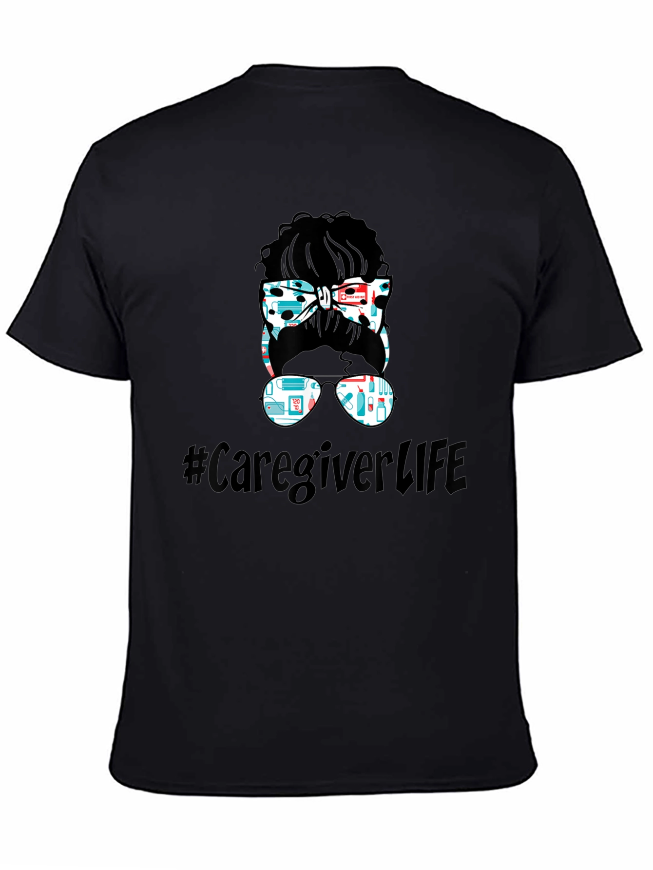 Caregiver Life Messy Bun Graphic Tee