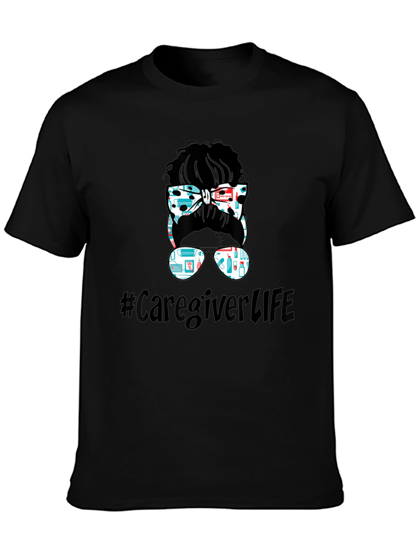 Caregiver Life Messy Bun Graphic Tee