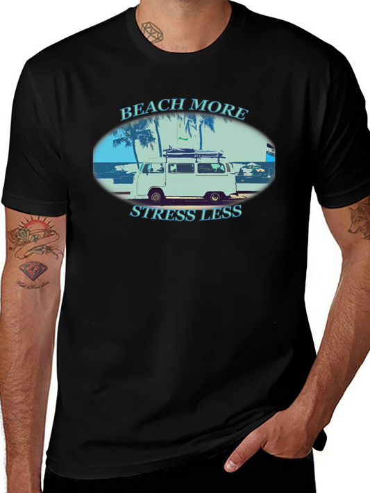 Beach More Stress Less Graphic T-Shirt
