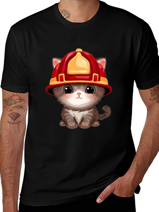 Firefighter Kitten T-Shirt - Cute Rescue Cat Tee