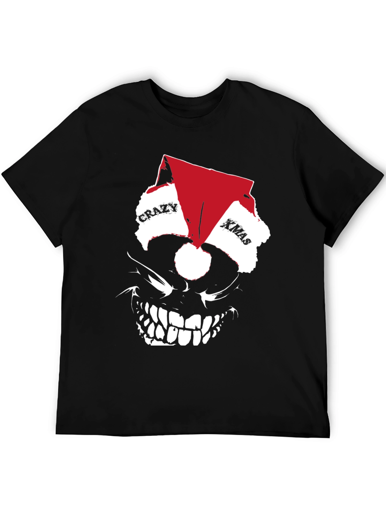 Crazy Xmas Skull Graphic T-Shirt - Holiday Style