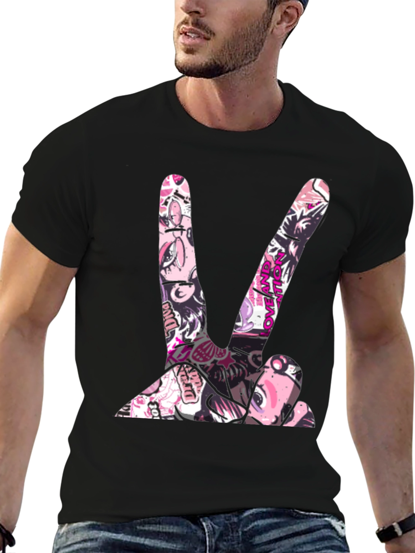 Peace Sign Graphic Tee - Stylish Black T-Shirt