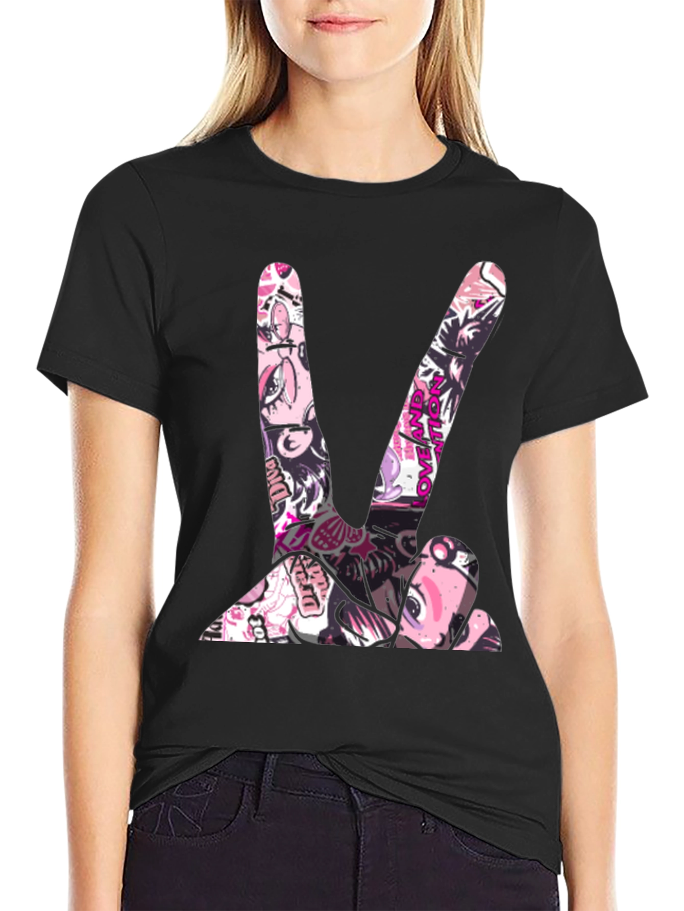 Peace Sign Graphic Tee - Stylish Black T-Shirt