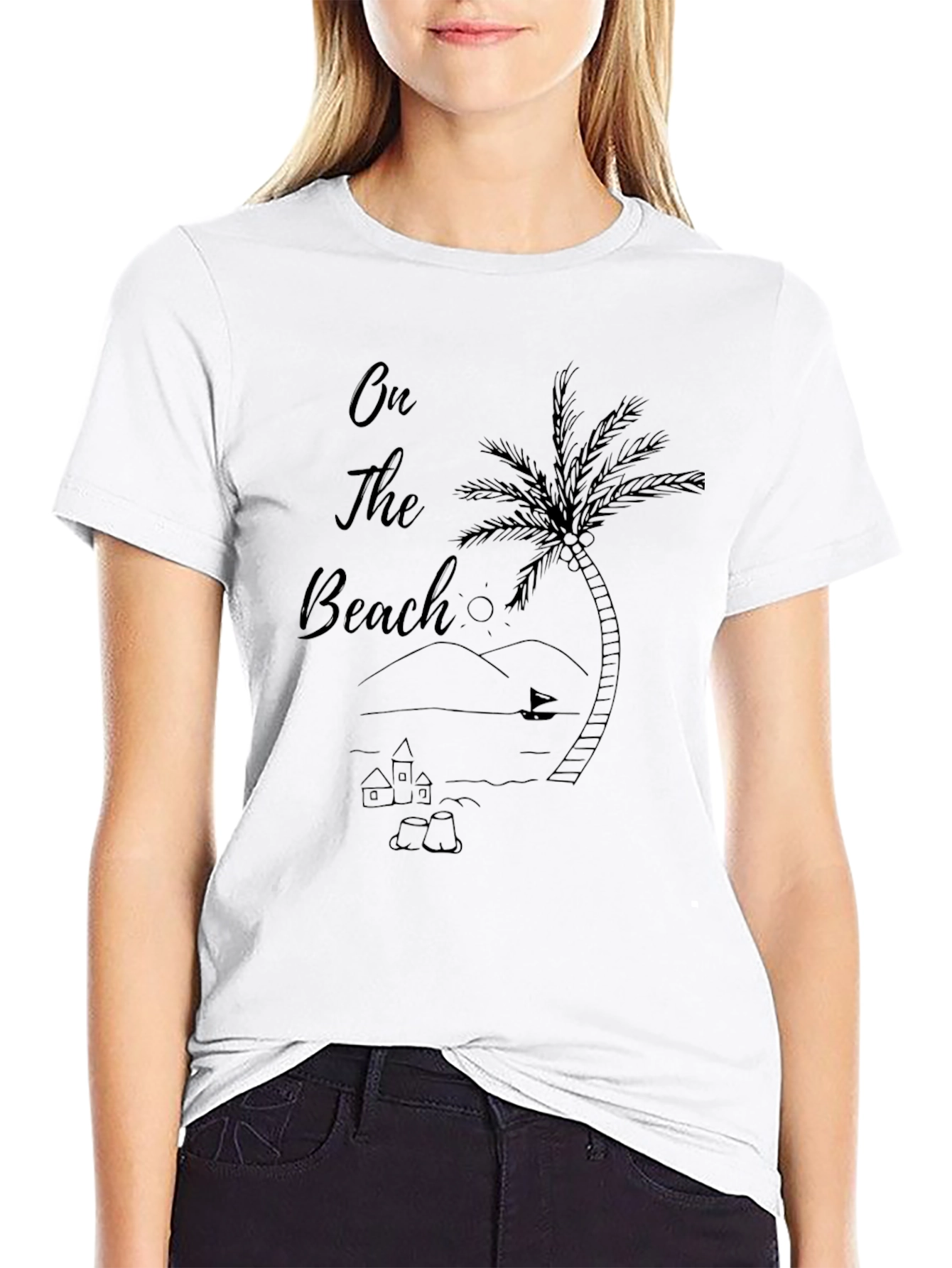 Mens Black On The Beach Graphic Tee