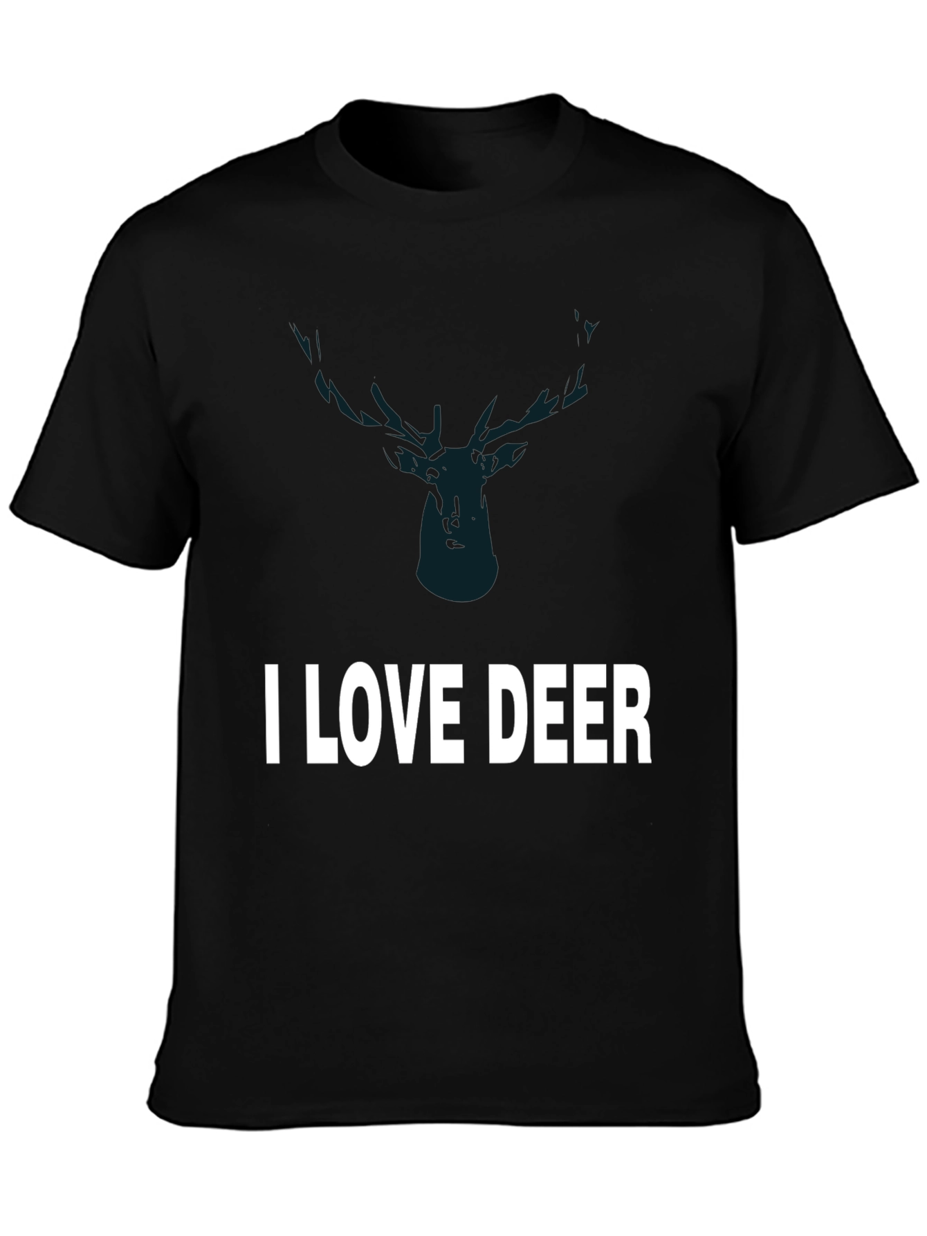 I Love Deer Graphic Tee - Black Cotton T-Shirt
