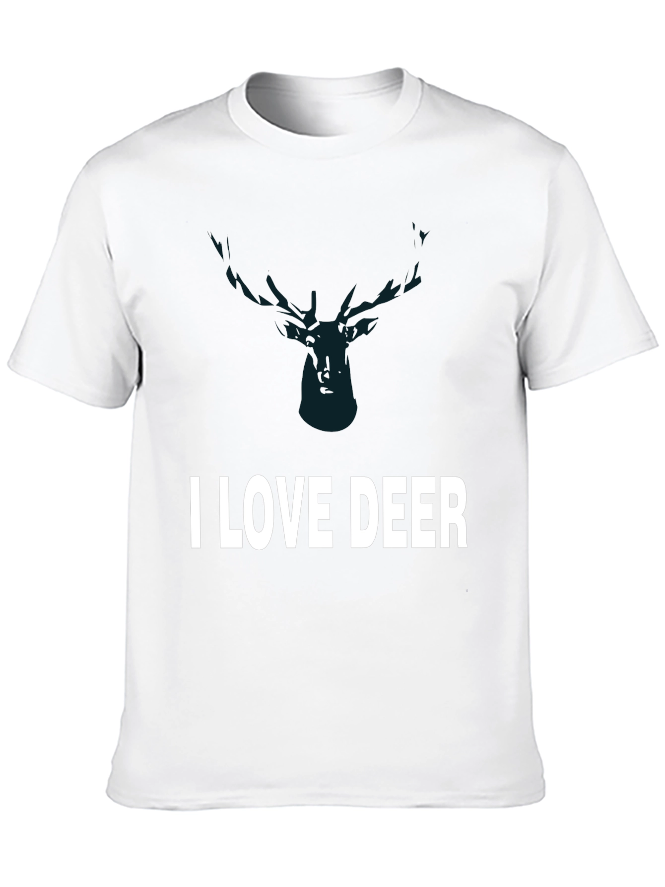 I Love Deer Graphic Tee - Black Cotton T-Shirt