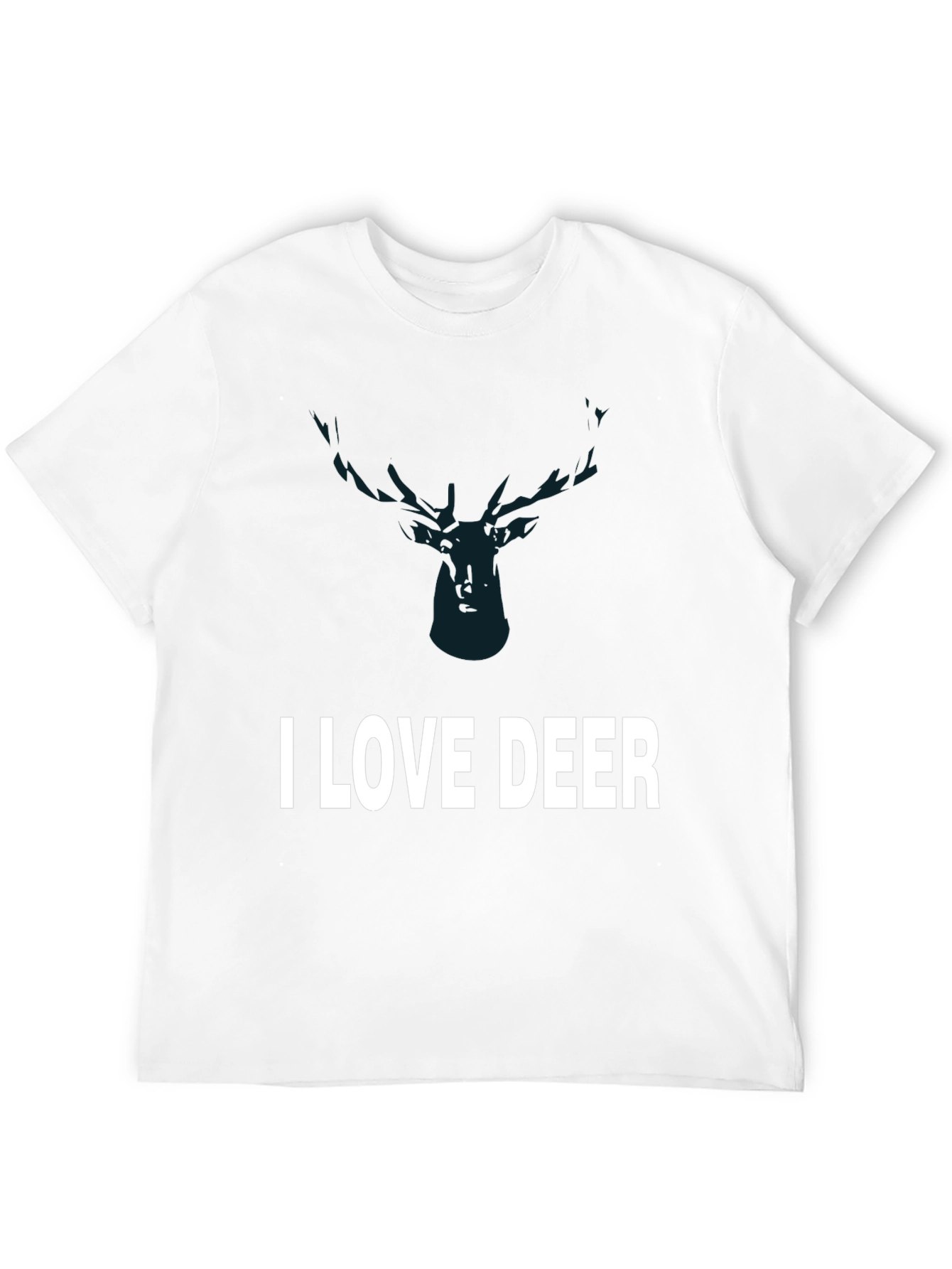 I Love Deer Graphic Tee - Black Cotton T-Shirt